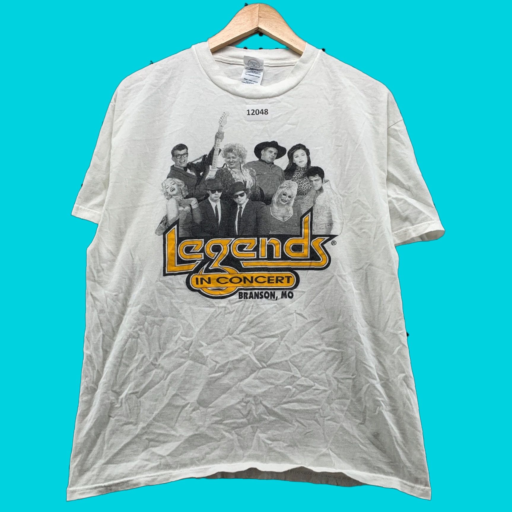 Hanes VINTAGE Hanes Legends In Concert T-Shirt Large Adult White Short Sleeve Elvis Music Mens Size US L / EU 52-54 / 3 - 1 Thumbnail