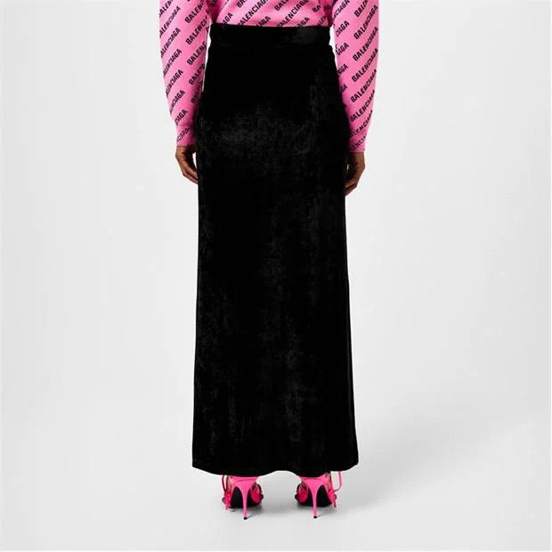 Balenciaga o1g2r1mq0924 Velvet Maxi Skirts in Black Size 25" / US 0 / IT 36 - 5 Thumbnail