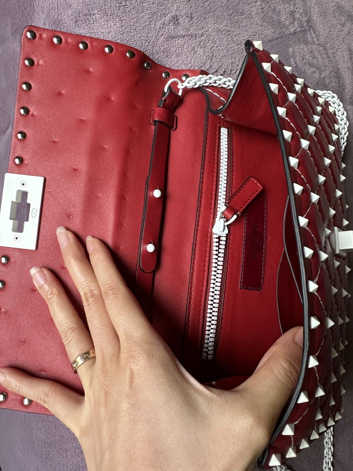 Valentino NEW Valentino Garavani Red Rockstud Spike Nappa Crossbody Size ONE SIZE - 10 Thumbnail