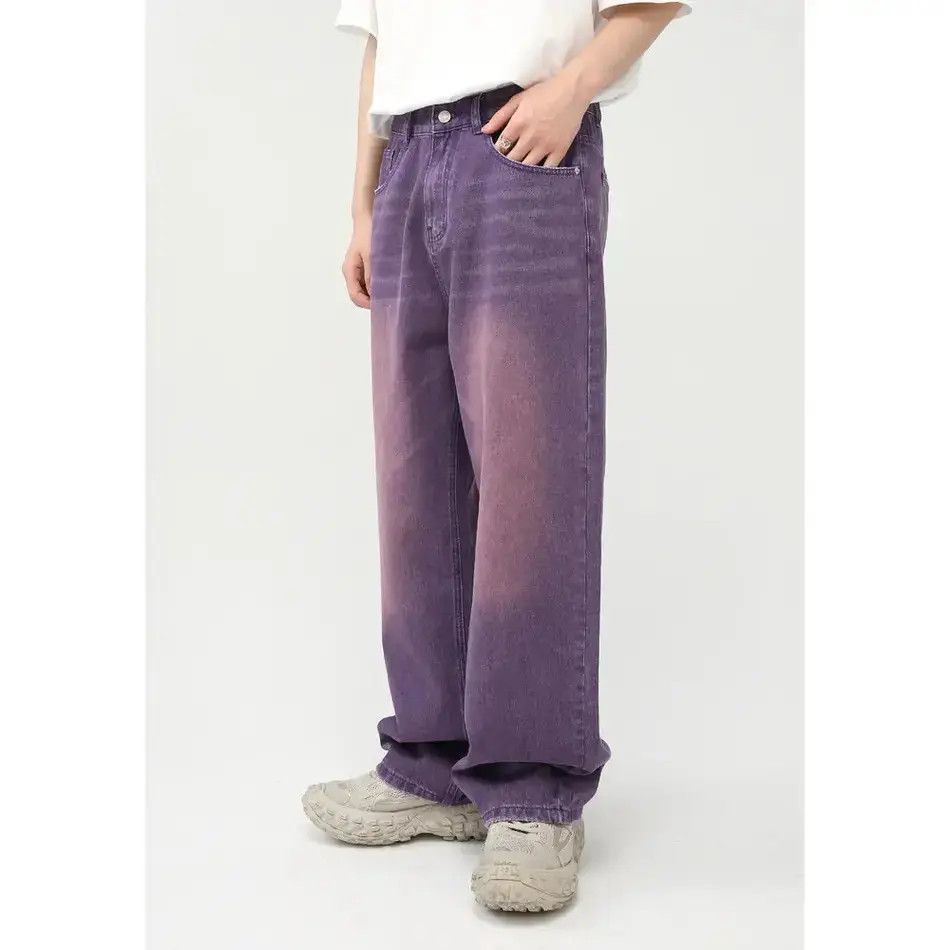 Japanese Brand Retro straight purple wide leg jeans Size US 32 / EU 48 - 6 Thumbnail