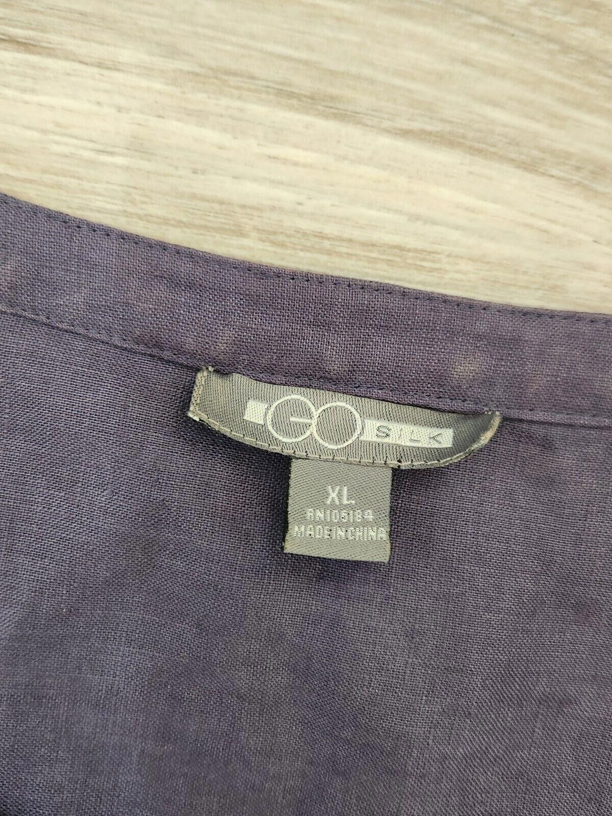 Designer Go Silk Dress Extra Large 100% Linen Blue Button Down Size XL / US 12-14 / IT 48-50 - 6 Thumbnail
