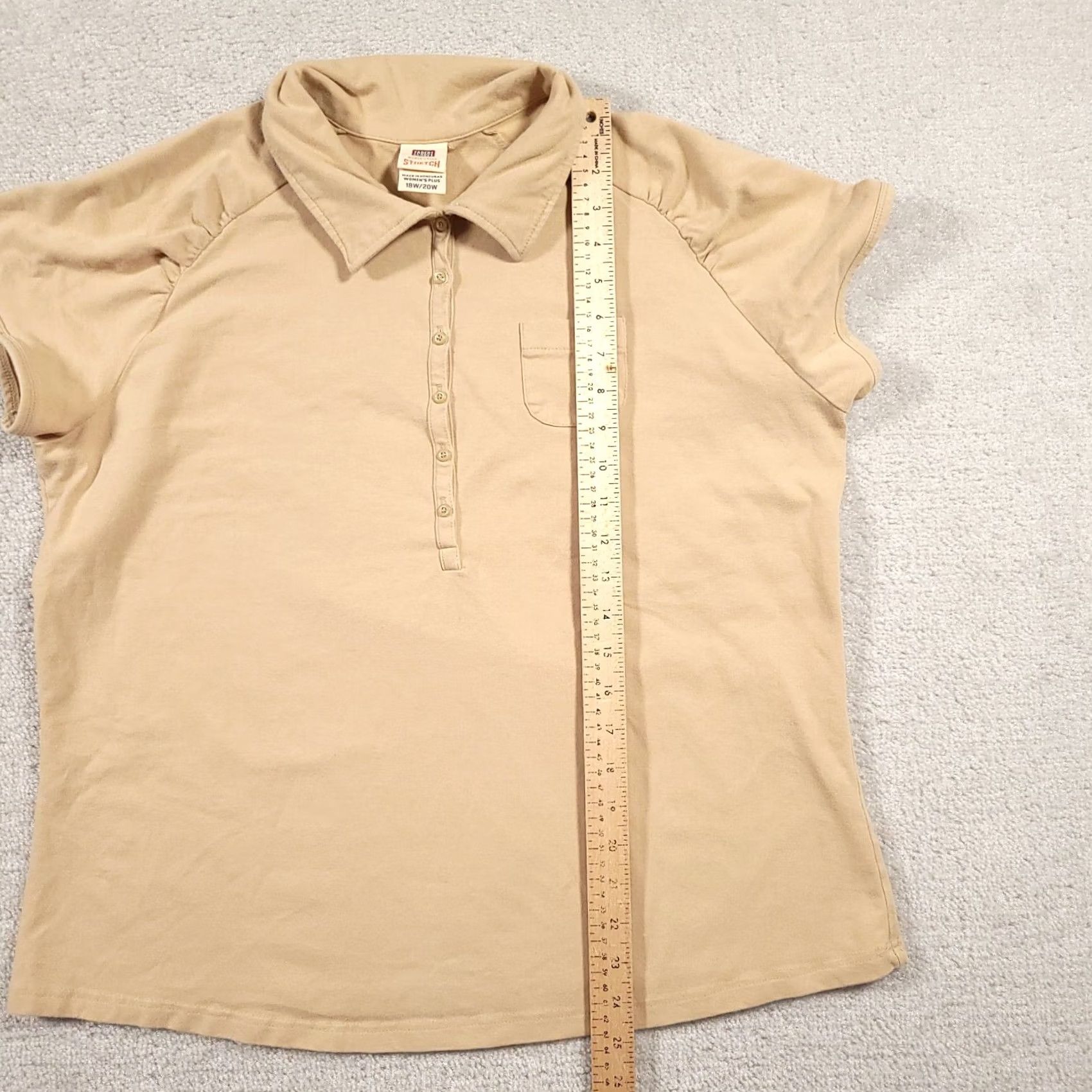 Faded Glory VINTAGE Faded Glory Polo Shirt Women's 18W Polo Short Sleeve Beige Slim Fit Stretch Cap Sleeve Size XXL / US 16-18 / IT 52-54 - 7 Thumbnail