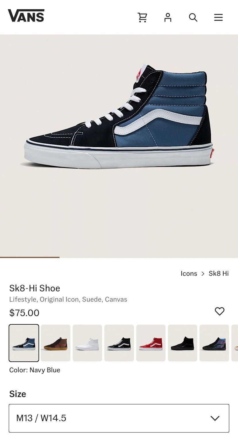 Vans Vans Sk8-Hi - Men’s 13 - New/Unused Size US 13 / EU 46 - 9 Thumbnail