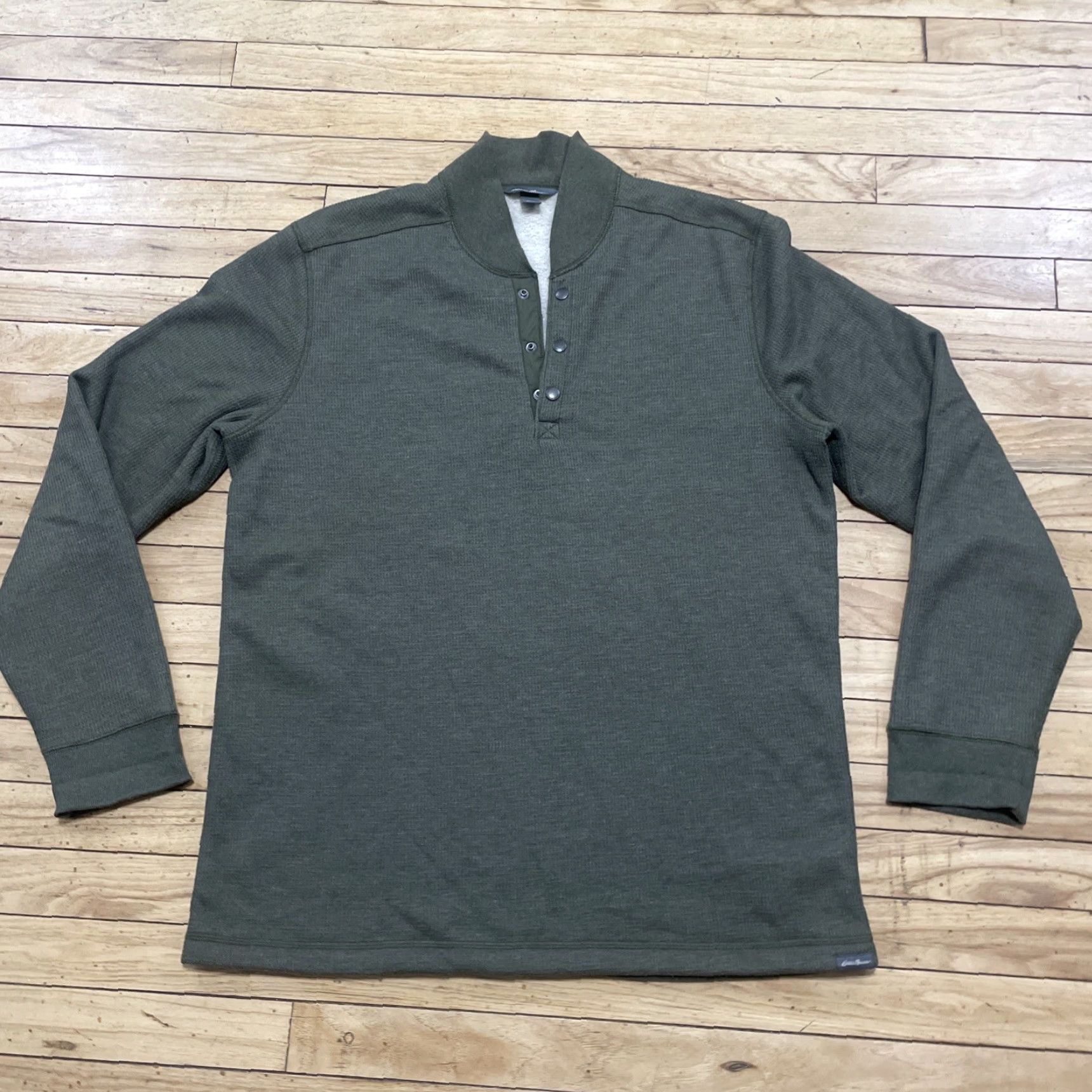 Eddie Bauer Eddie Bauer Fleece Waffle Knit Thermal Shirt Men LT Green Pique Olive Earthy Capsule Large Tall LT Green Thermal Waffle Knit Shirt Mens Size US L / EU 52-54 / 3 - 3 Thumbnail