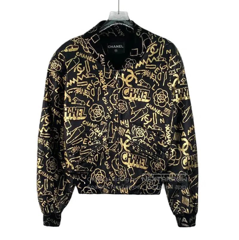 Chanel Chanel Black Silk Women's Jacket with Gold Print . Size XS / US 0-2 / IT 36-38 - 1 Thumbnail