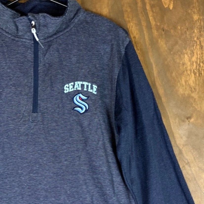 NHL NHL Mens Jacket Blue 1/4 Zip Long Sleeve Seattle Kraken Athletic Lightweight S Size US S / EU 44-46 / 1 - 5 Thumbnail
