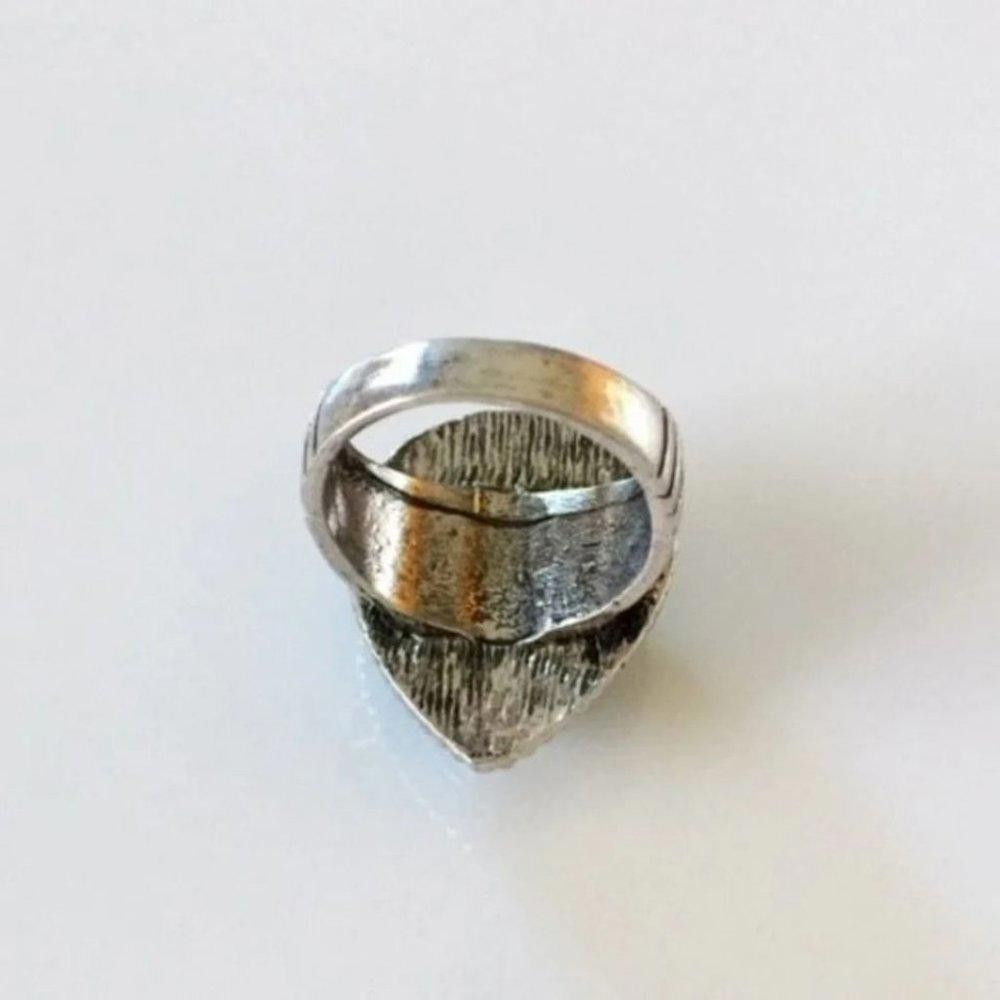 Other Big Tibetan Blue Turquoise Carved Flower Antique Silver Ring Size ONE SIZE - 7 Thumbnail