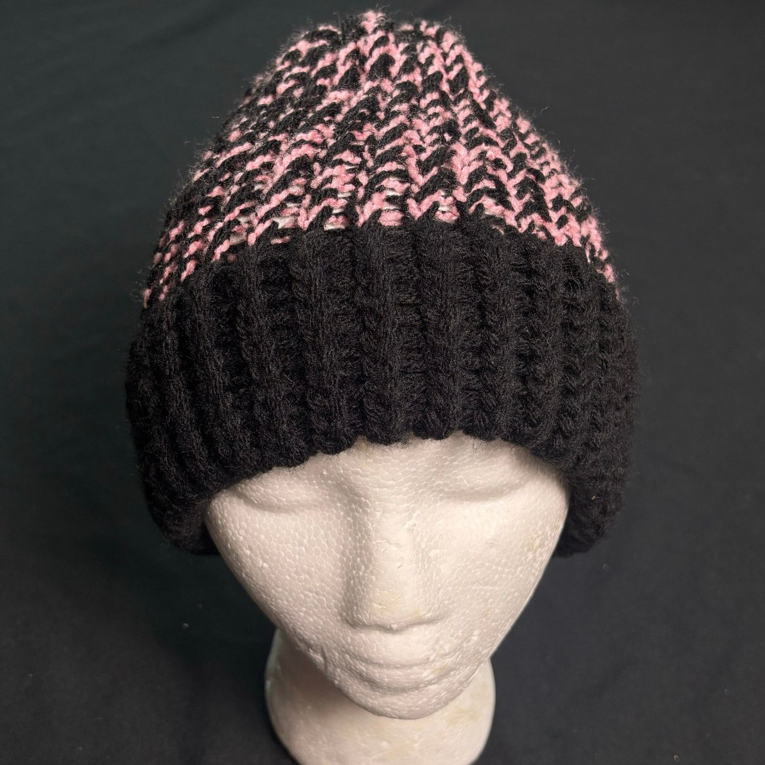 Other Pink & Black Knit Beanie Size ONE SIZE - 1 Thumbnail