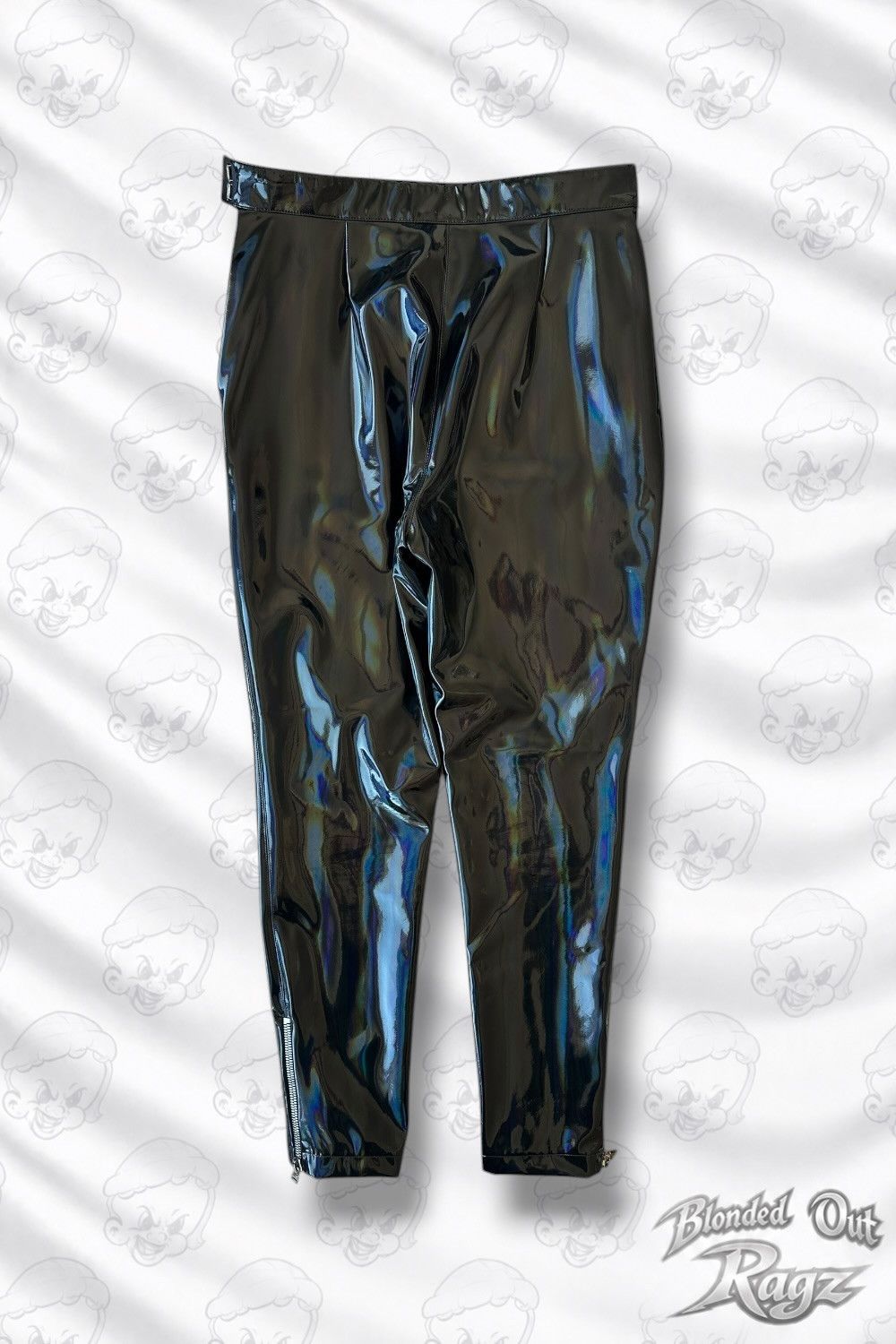 Balmain Balmain Patent High Waist Black Vinyl Trousers Holographic Size 25" / US 0 / IT 36 - 2 Thumbnail