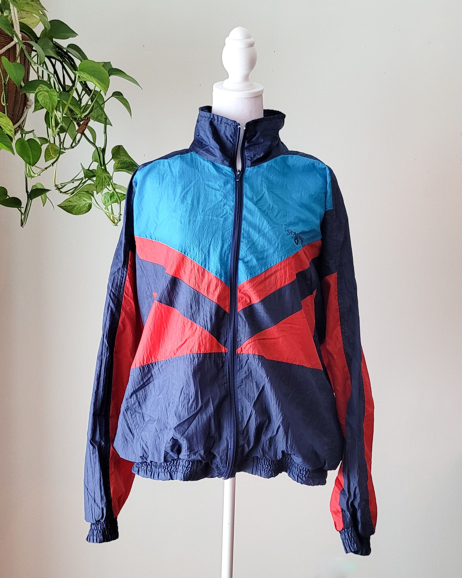 Veste Windbreaker Vintage Spalding Taille L - Ensemble Sportif Occasion Très Bon état