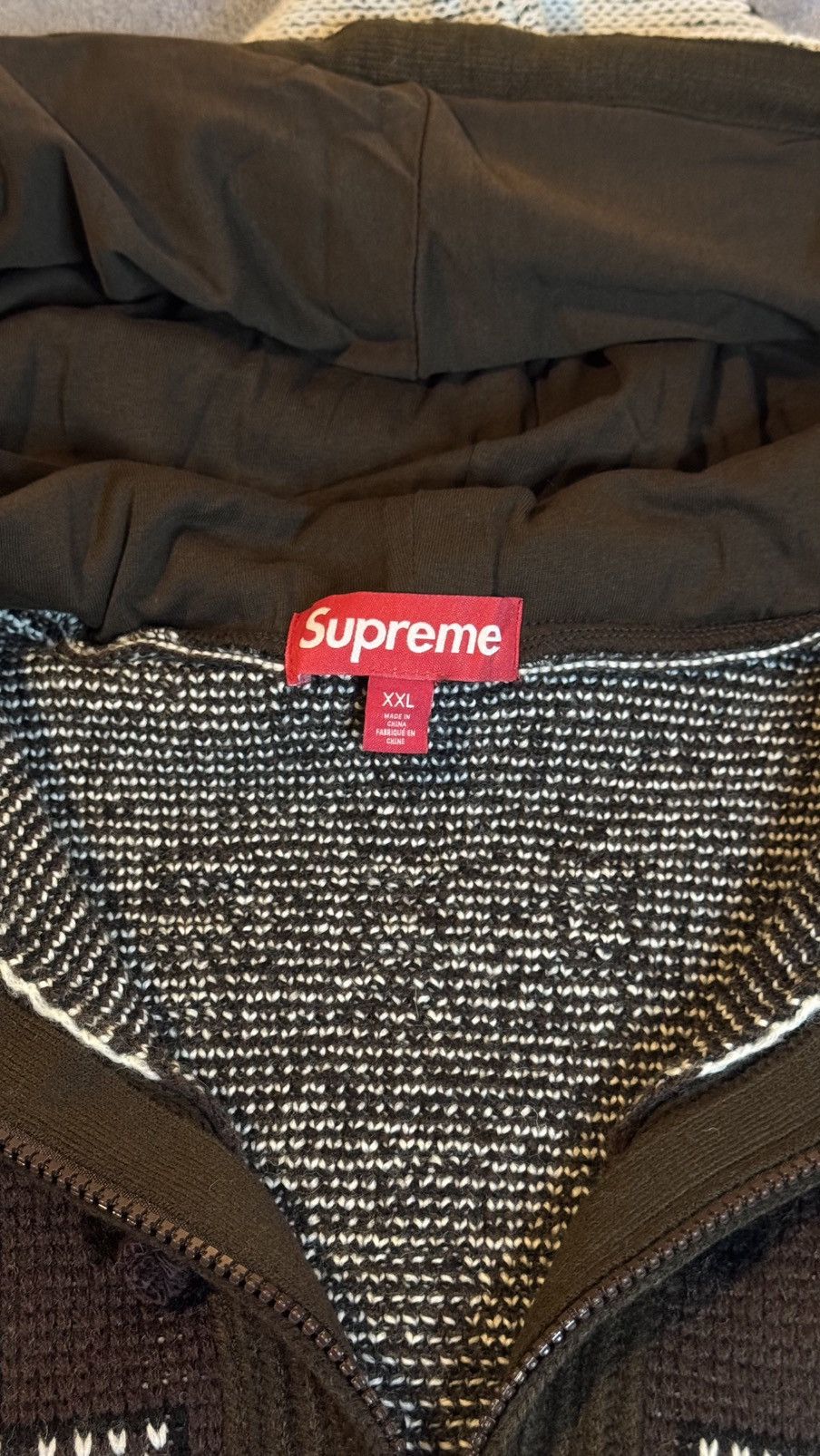 Supreme Supreme Patchwork Zip Up Hooded Sweater Brown Size US XXL / EU 58 / 5 - 4 Thumbnail