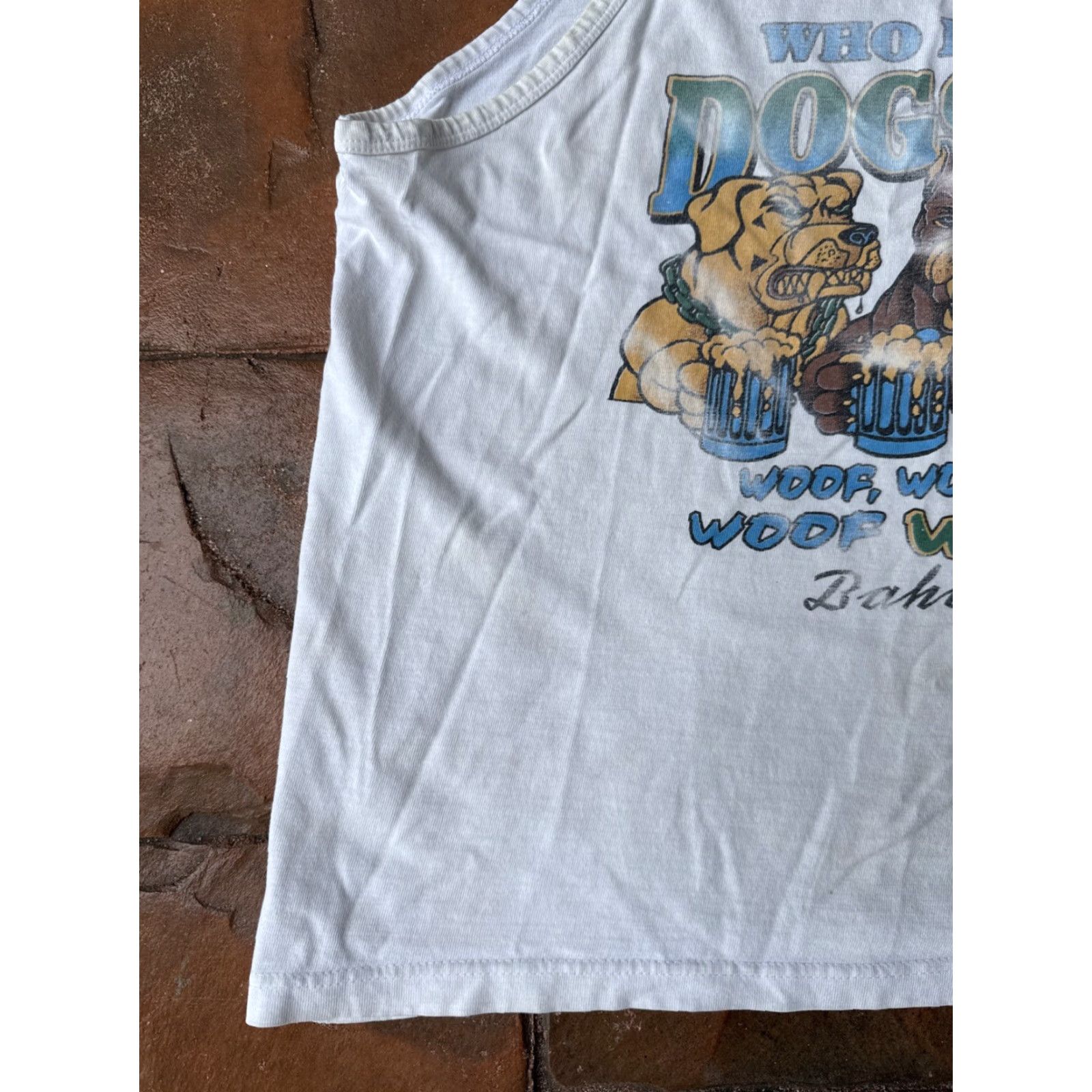 Cottweiler VINTAGE Bahamas Rottweiler Beer 90s Who Let The Dogs Out Shirt Large White Cotton T-Shirt Men Size US L / EU 52-54 / 3 - 6 Thumbnail