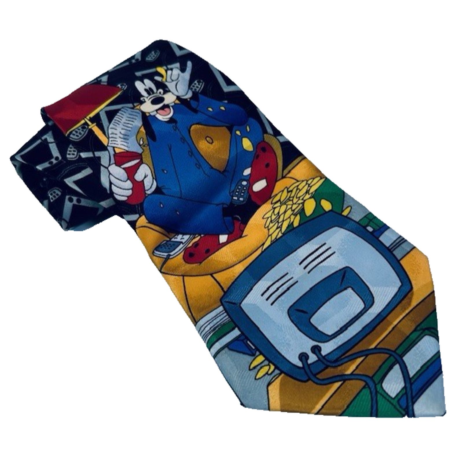 Disney Micky Unlimited Disney Men's Neck Tie Goofy Gaming Polyester Size ONE SIZE - 1 Thumbnail