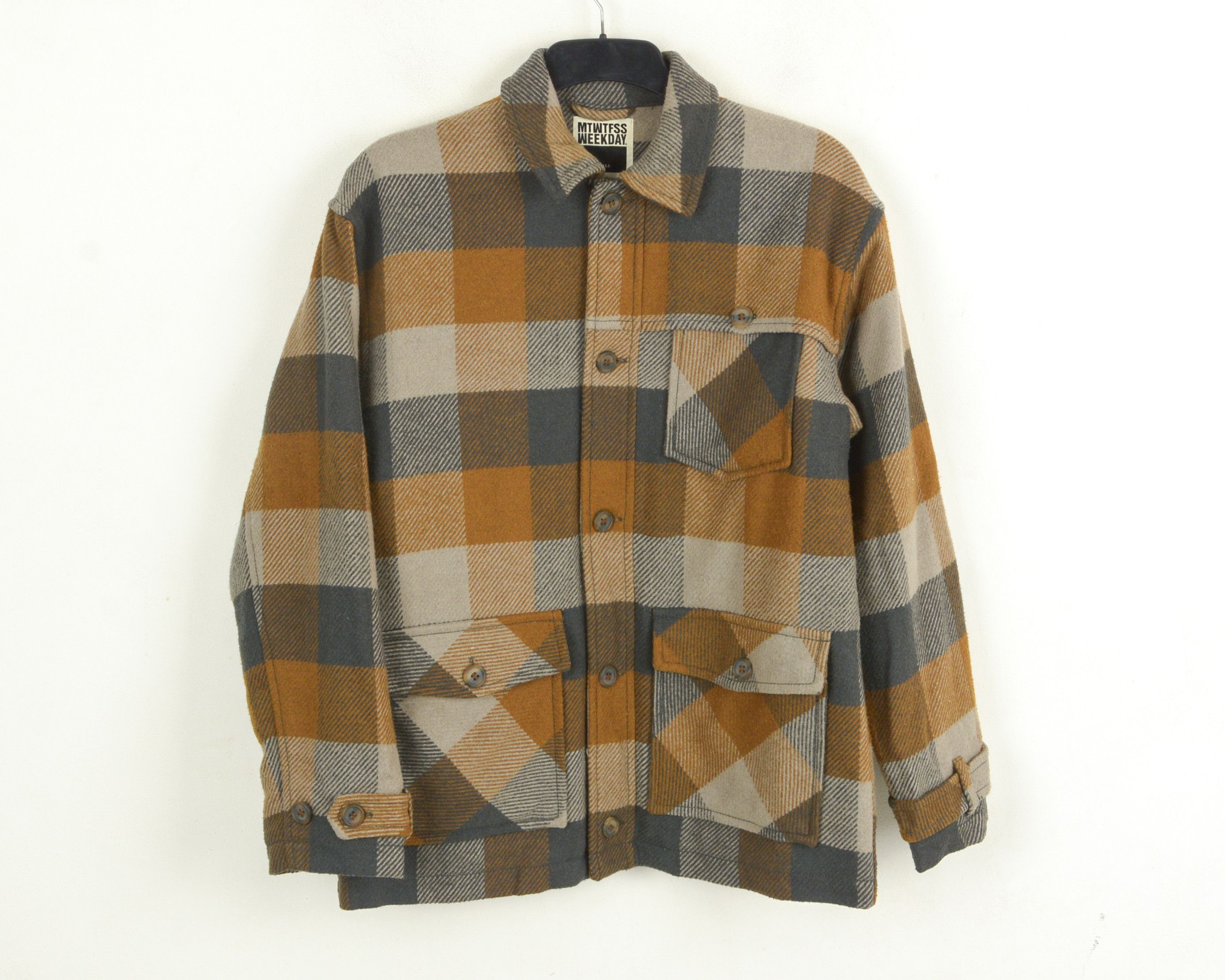 Weekday Plaid Carbon Checked Jacket S Over Shirt Padded Flannel Coat Size US S / EU 44-46 / 1 - 1 Thumbnail