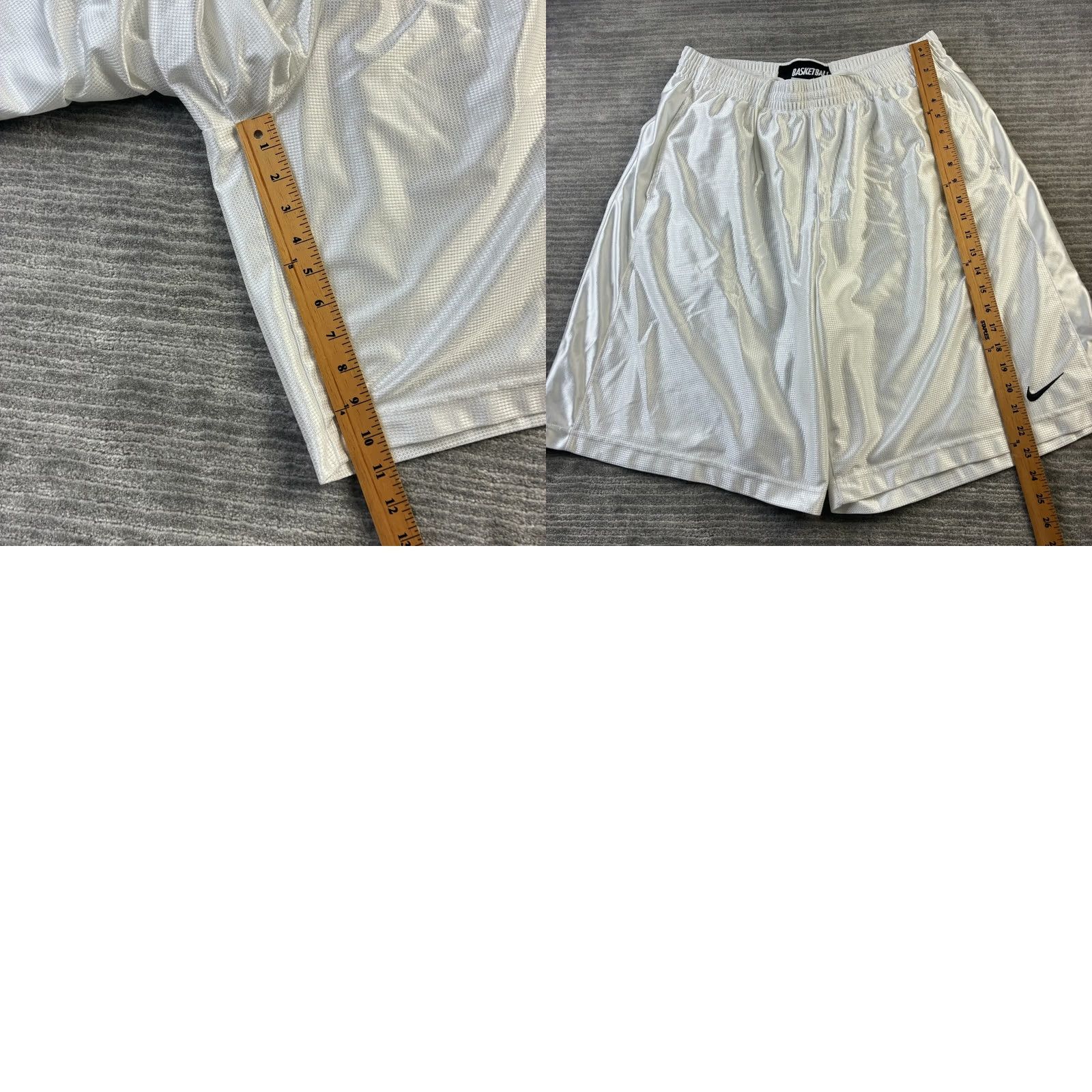 Nike VINTAGE Nike Shorts Mens 2XL White Shiny Dazzle Basketball Baggy Shorts Size US 32 / EU 48 - 8 Thumbnail