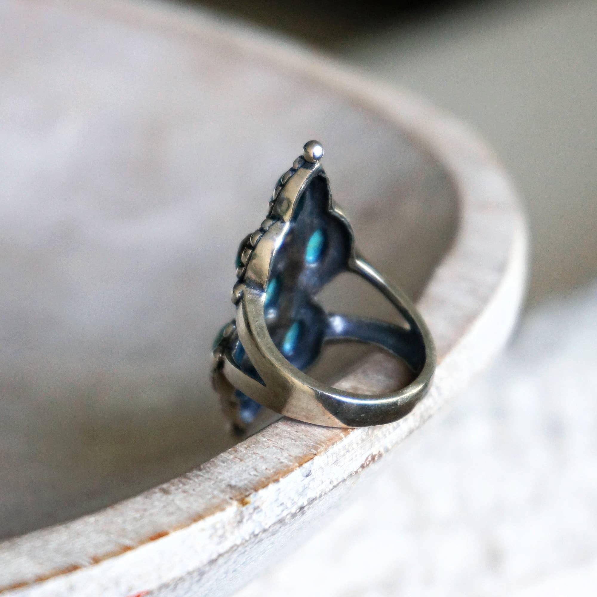 Other Native American Turquoise Elegance: Adjustable Antique Sterl Size ONE SIZE - 5 Thumbnail