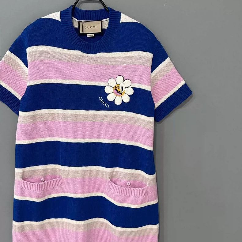 Gucci Gucci Daisy embroidered logo striped dress 2506-Nextarrow Size XS / US 0-2 / IT 36-38 - 2 Thumbnail
