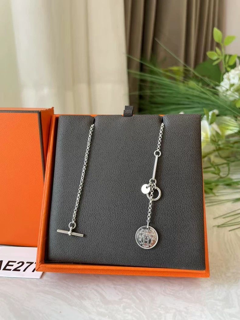 Hermes Hermes ExLibris Silver Chain Necklace-2506 Size ONE SIZE - 2 Thumbnail