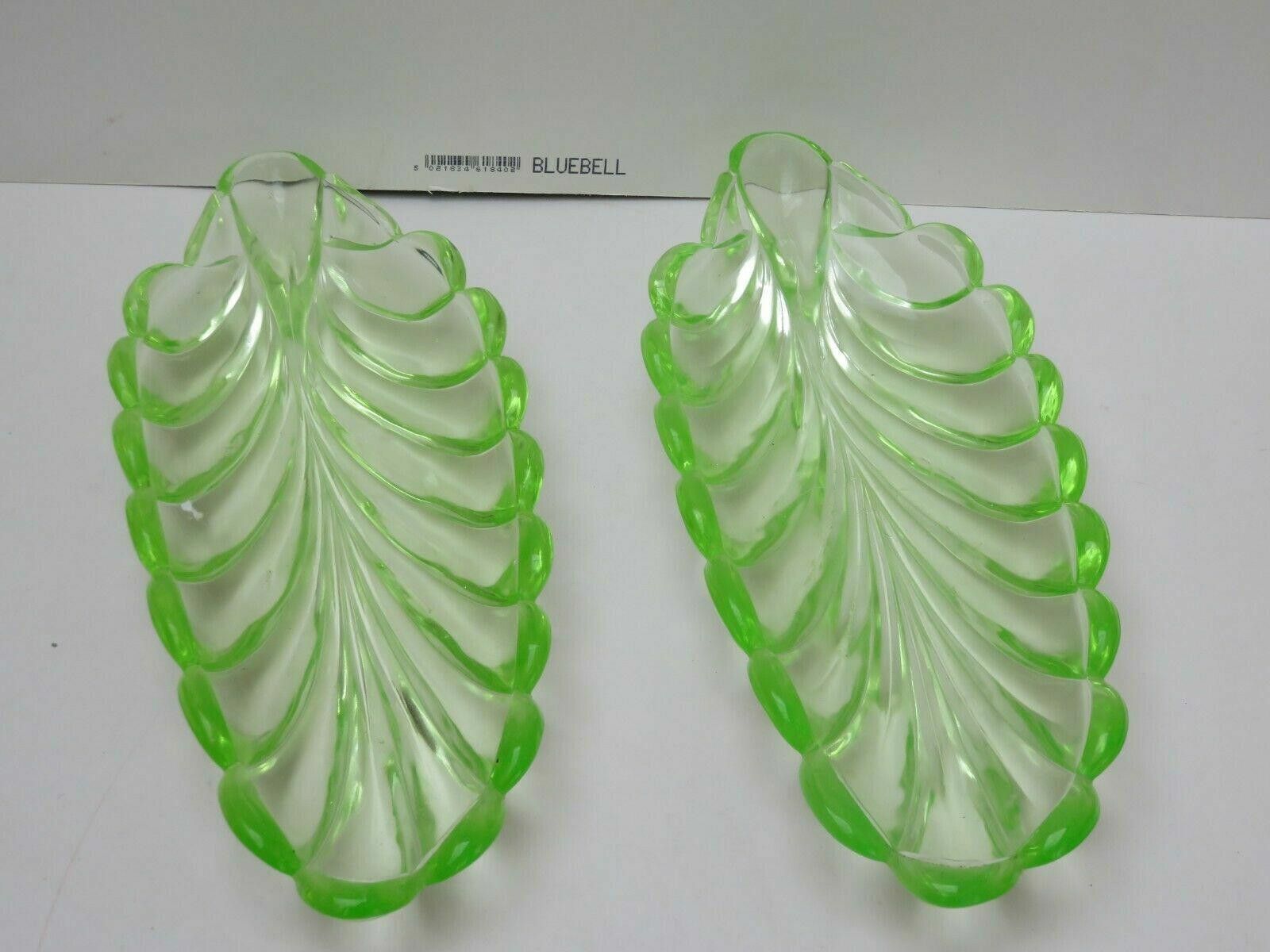 The Unbranded Brand Vintage Green Pressed Glass Serving Dishes 1 1/2" Size ONE SIZE - 2 Thumbnail