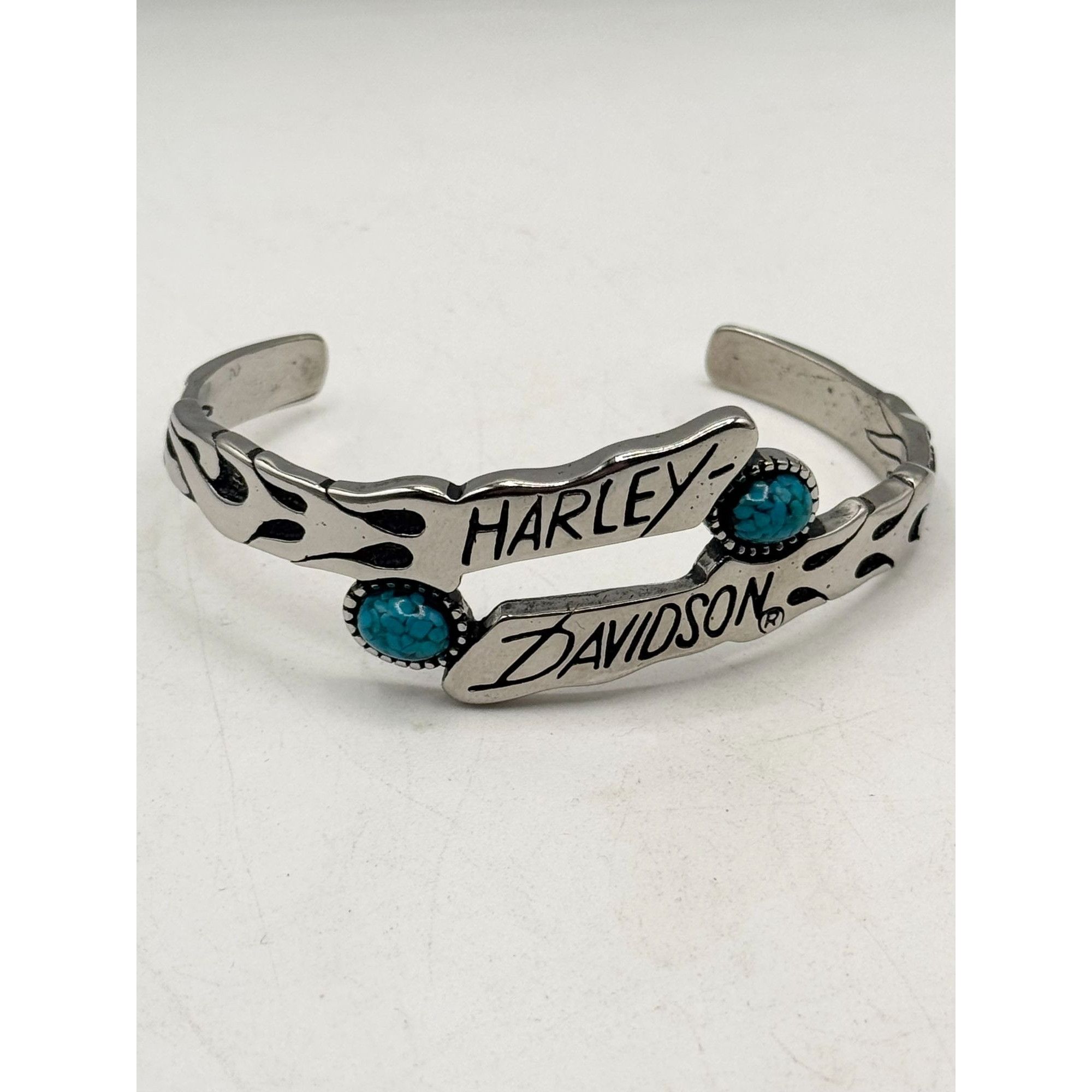 Harley Davidson Vintage Harley Davidson Turquoise Silver Cuff Bracelet Size ONE SIZE - 2 Thumbnail
