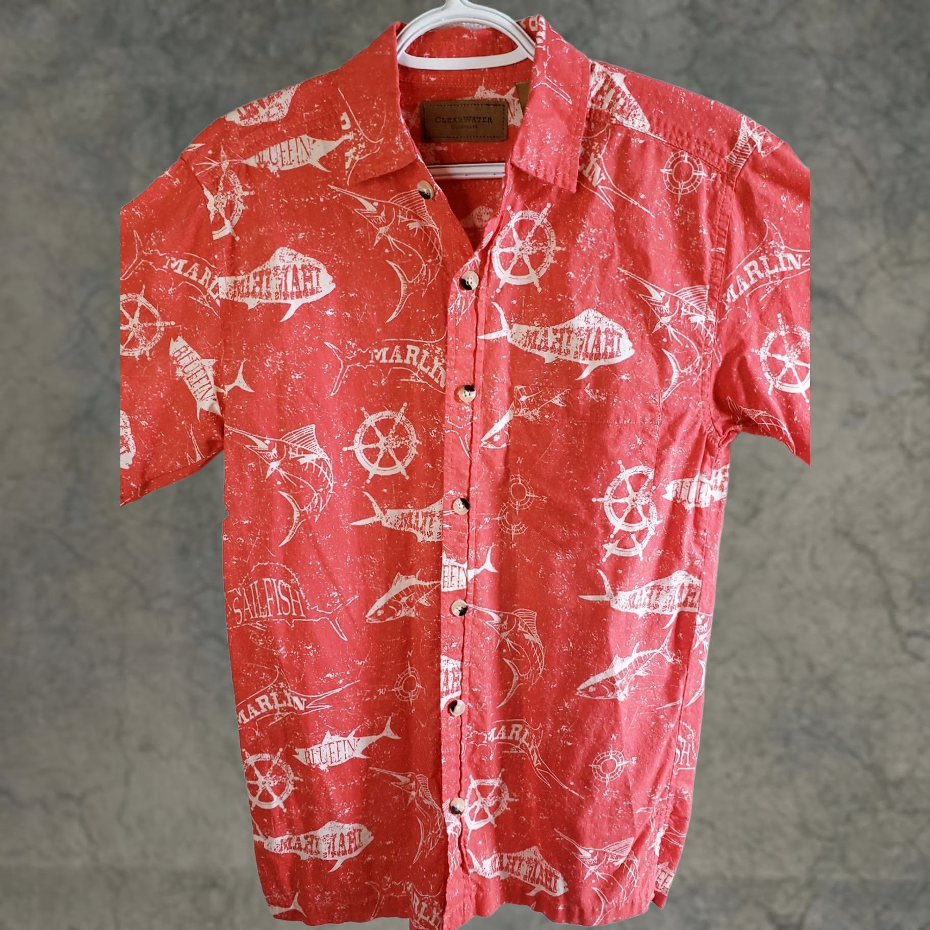Vintage ClearWater Outfitters Men Shirt Red Short Sleeve Button-Up Fish Print Hawaiian Pattern Pocket Casual Travel New Size US S / EU 44-46 / 1 - 1 Thumbnail