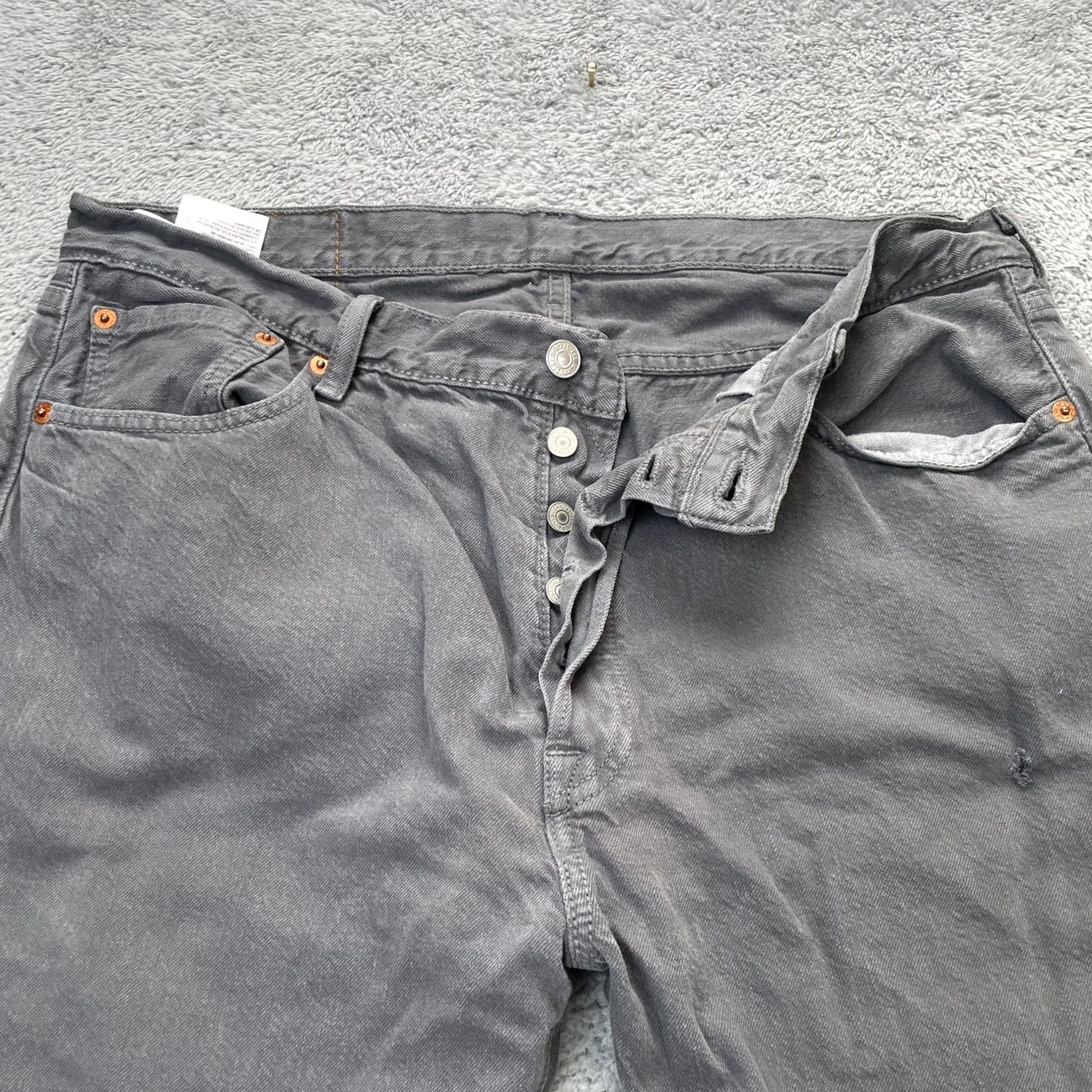 Levi's Levi's 501 Jeans Mens 36x30 Gray Straight Leg Denim Cotton Dark Wash Size US 36 / EU 52 - 6 Thumbnail