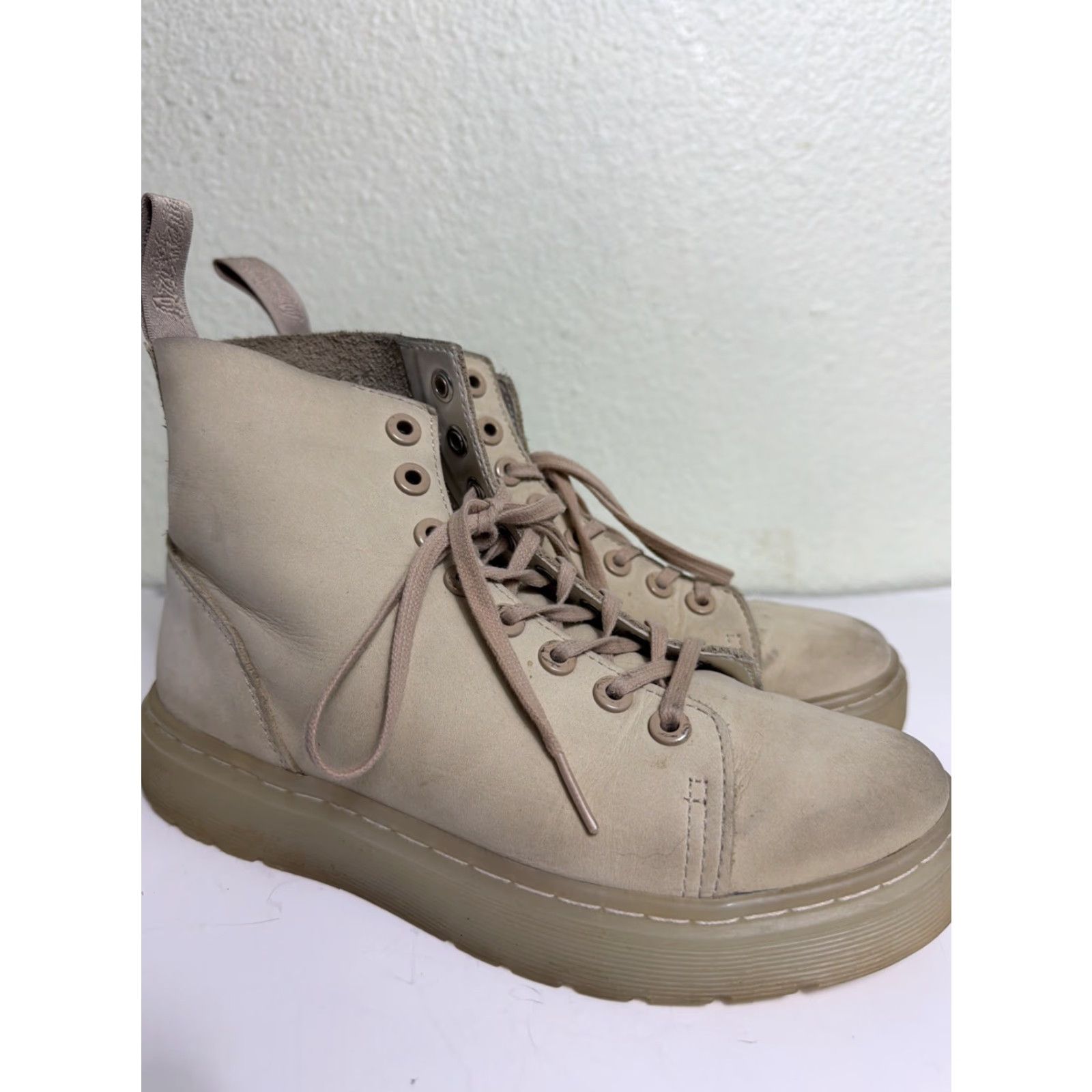 Dr. Martens Dr. Martens Talib Men’s Size 4 Ladies 5 Soft Nubuck Beige Leather Boots Stains Size US 5 / EU 37 - 2 Thumbnail