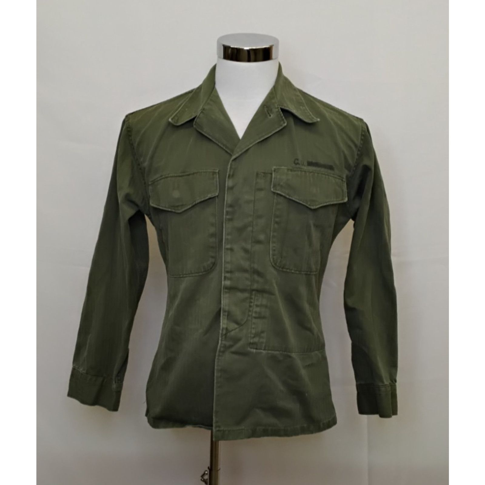 Other USMC Uniform Shirt Men's S Green Herringbone Twill VTG 40s Size US S / EU 44-46 / 1 - 2 Thumbnail