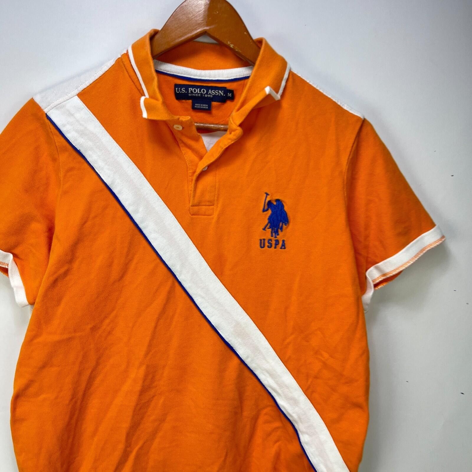 U.S. Polo Assn. Vintage Y2K US Polo Assn Orange Big Pony Polo Shirt Medium Size US M / EU 48-50 / 2 - 2 Thumbnail