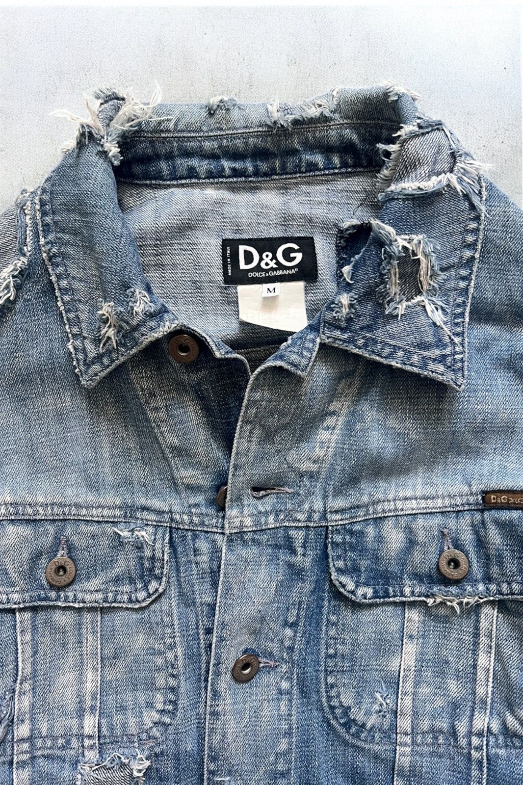 Dolce & Gabbana AW2004 Dolce & Gabbana Distressed Denim Edgy Jacket Size US M / EU 48-50 / 2 - 2 Thumbnail