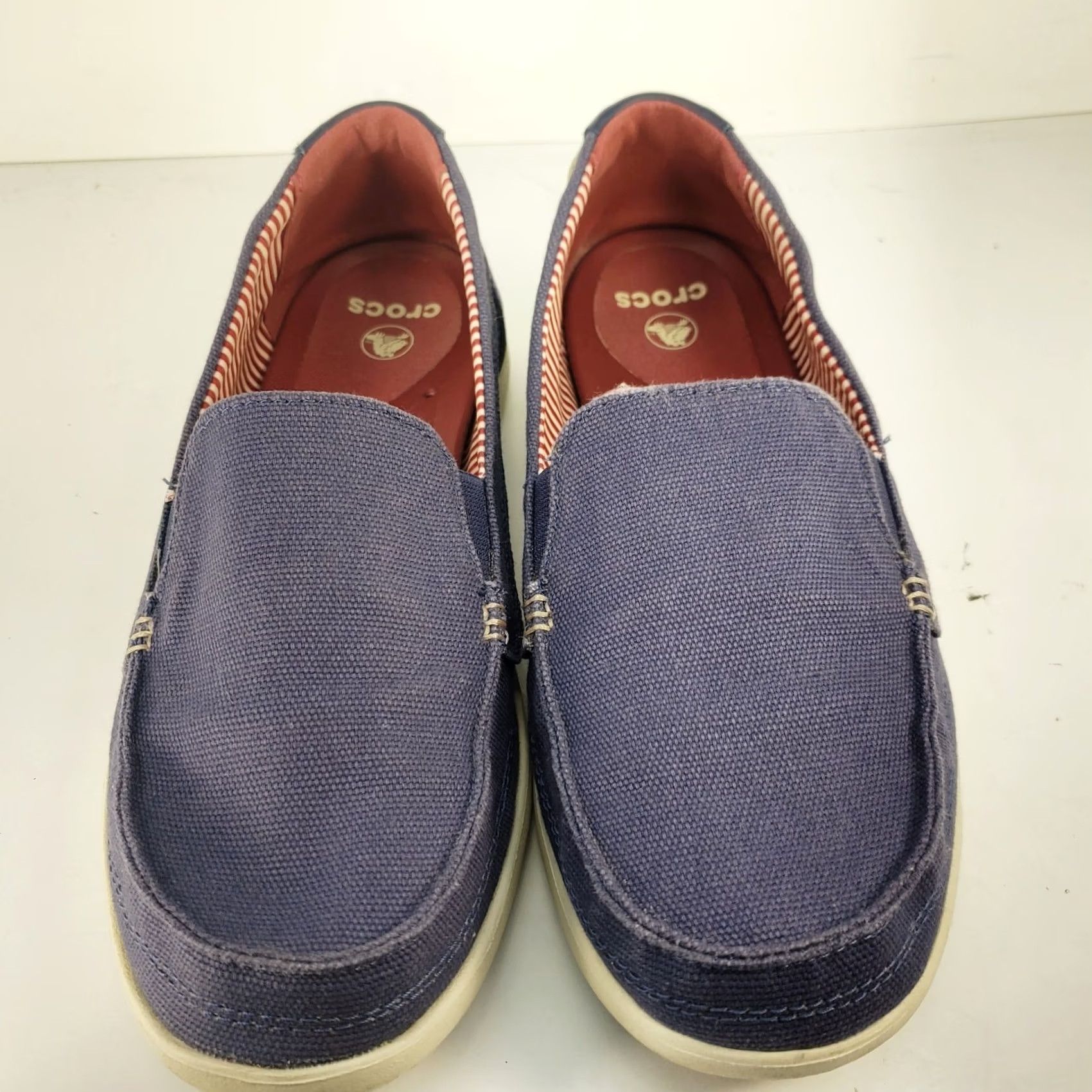 Crocs Crocs Loafers Walu Nautical Navy Blue Canvas 10 Women Slip On Round Toe Cushy Interior Lightweight Breathable Logo Textile Upper Size US 10 / IT 40 - 3 Thumbnail