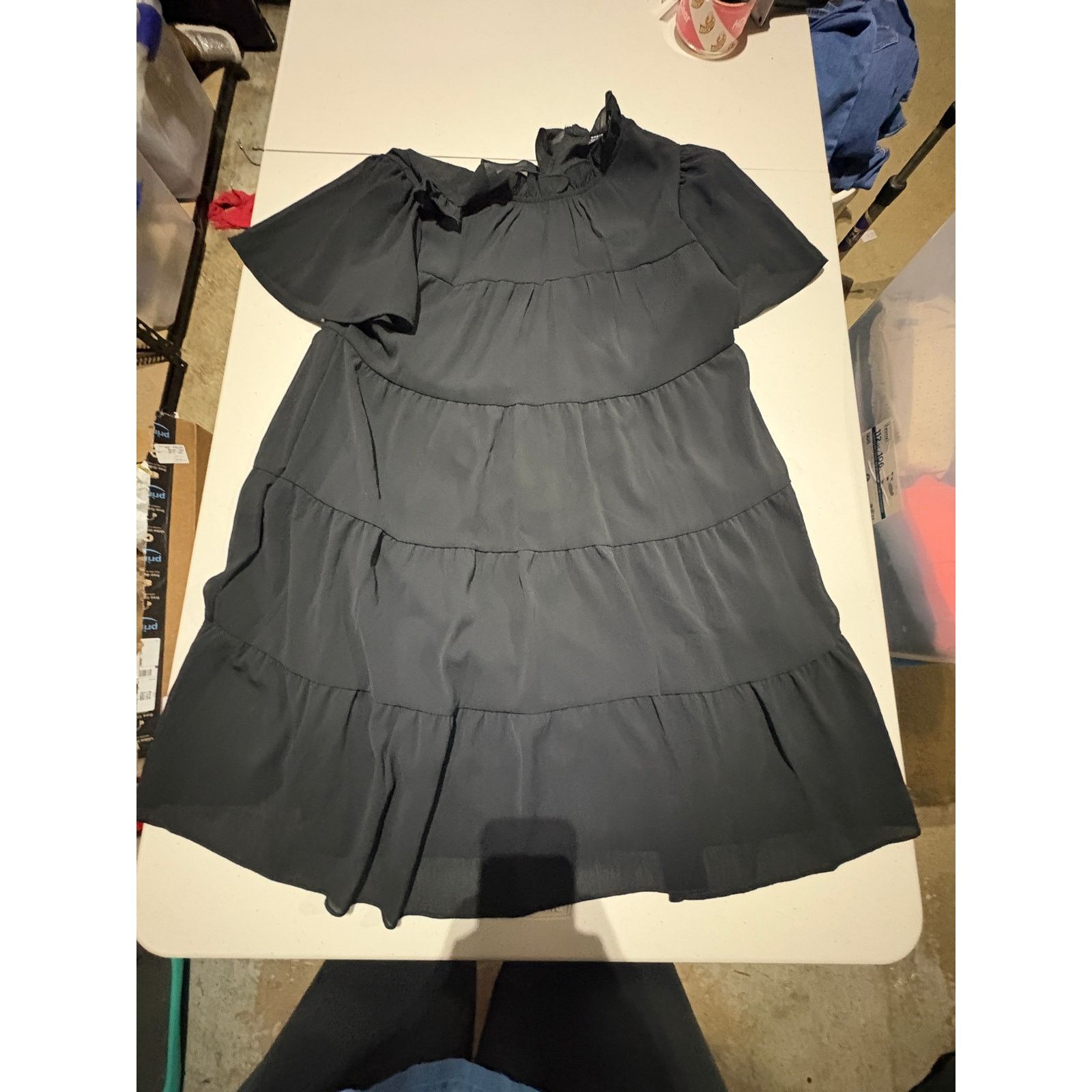 Shein SHEIN Women’s US 8 Black Ruffle Dress Short Sleeve Mini Size M / US 6-8 / IT 42-44 - 2 Thumbnail