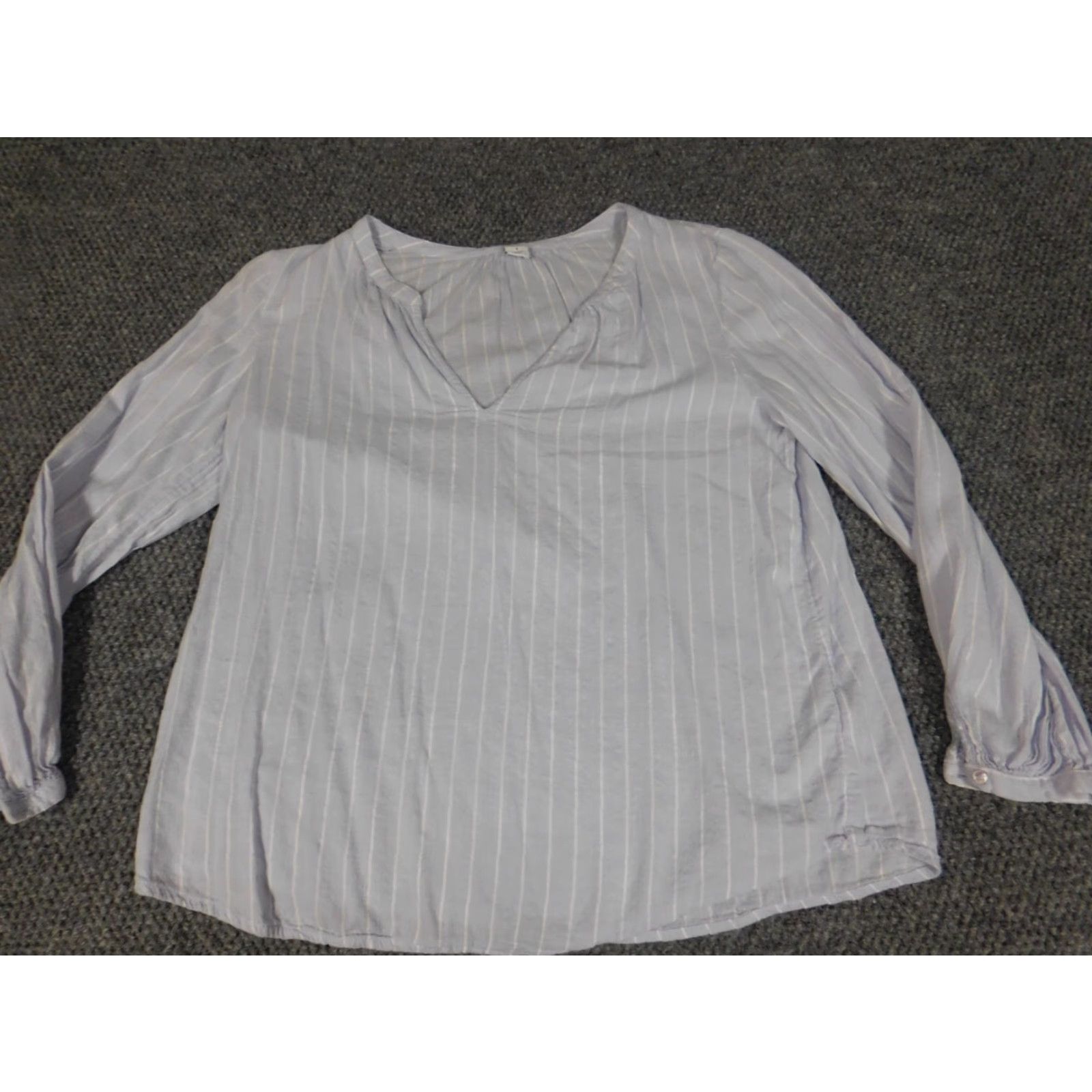 Old Navy Old Navy Womens Blouse S Purple Striped Pullover Collared Shirt (Casual) Cotton Viscoe Sheer Button" Size S / US 4 / IT 40 - 3 Thumbnail