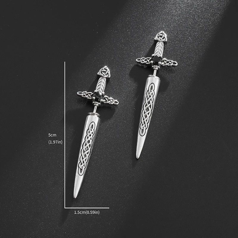 Jewelry × Vintage Trinity Celtic Knot Sword Stud Earrings Size ONE SIZE - 6 Thumbnail