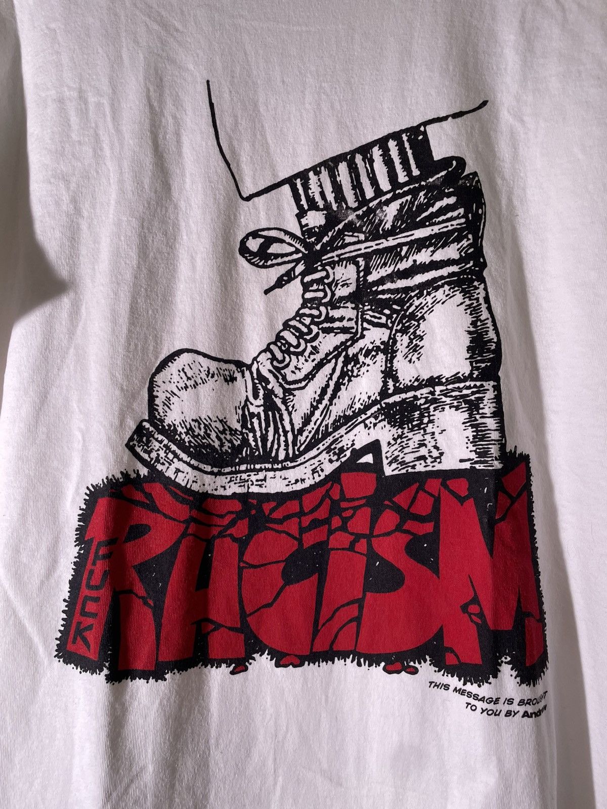Vintage Andrew F*ck Racism Boot Crush Streetwear Punk Retro T Shirt Size US S / EU 44-46 / 1 - 3 Thumbnail
