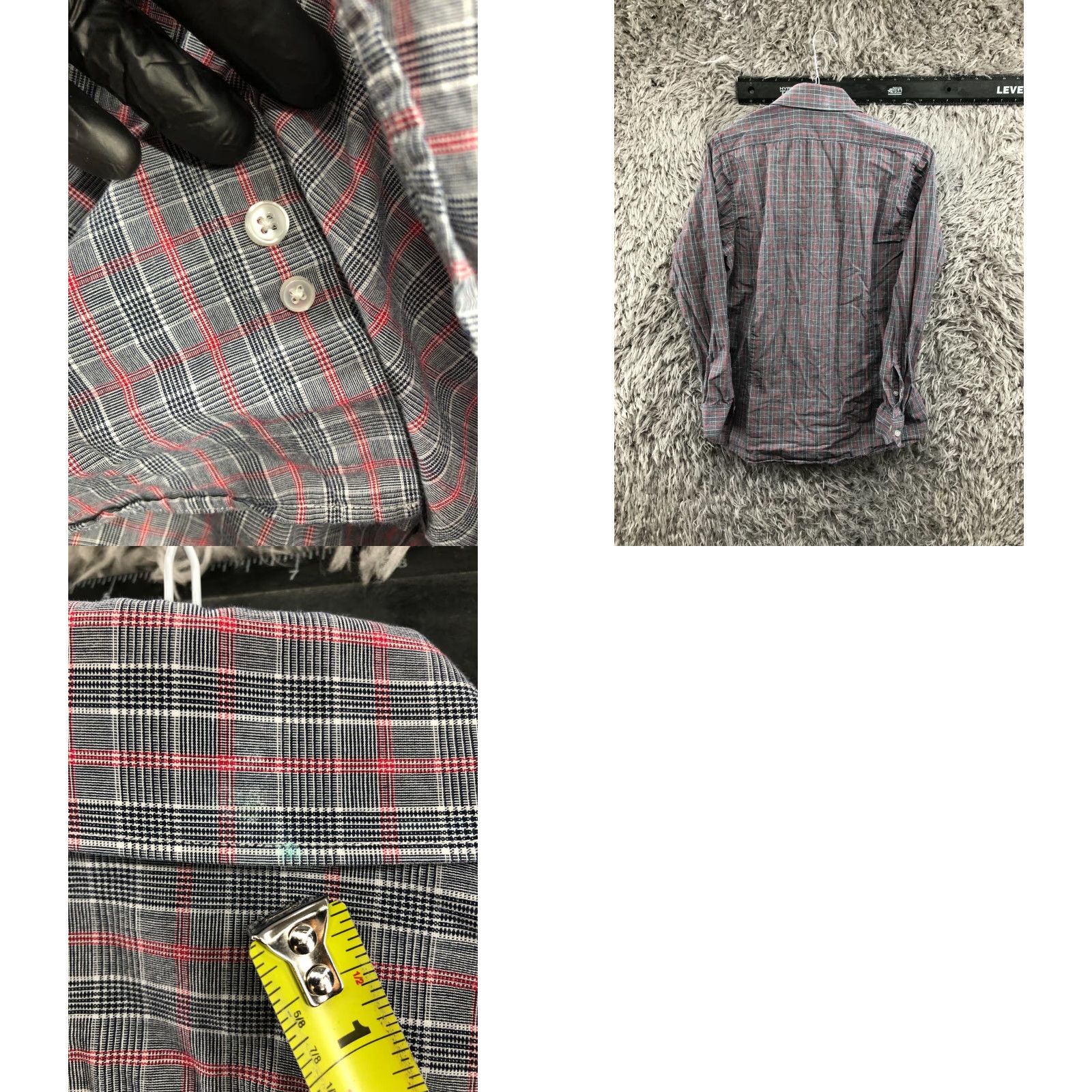 Akademiks Akademiks Slim Fit Shirt Mens M Long Sleeve Spread Collar Gray Plaid Size US M / EU 48-50 / 2 - 8 Thumbnail