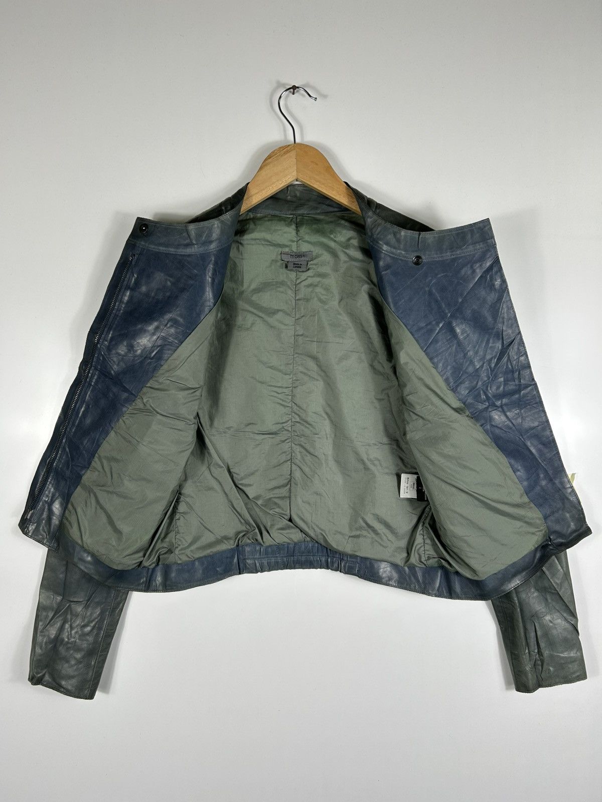Designer × M0851 🔥M0851 Distressed Genuine Leather Cropped Rider Jacket Size XS / US 0-2 / IT 36-38 - 8 Thumbnail