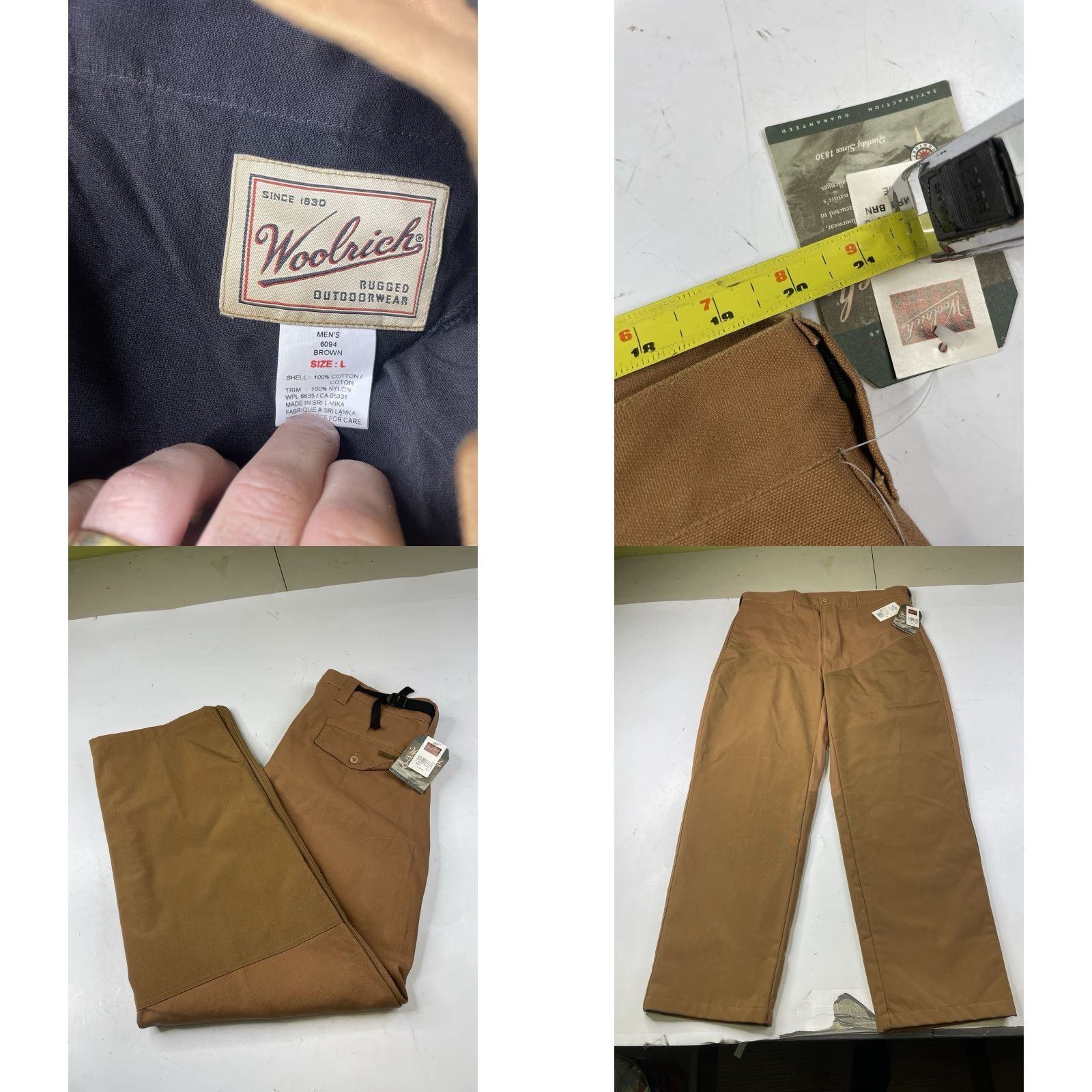 Vintage Woolrich Pants Outdoor Regular Cotton Brown Size Large L Mens Straight Inseam See Measurements Zip Flat Front Mid Rise 10-12 Material: Cotton Size US 33 - 8 Thumbnail