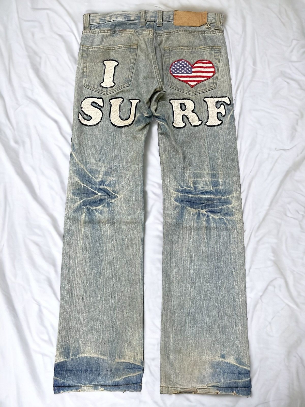 Hysteric Glamour Hysteric Glamour Style I ❤️ Surf Patched Muddy Wash Jeans Size US 32 / EU 48 - 1 Thumbnail