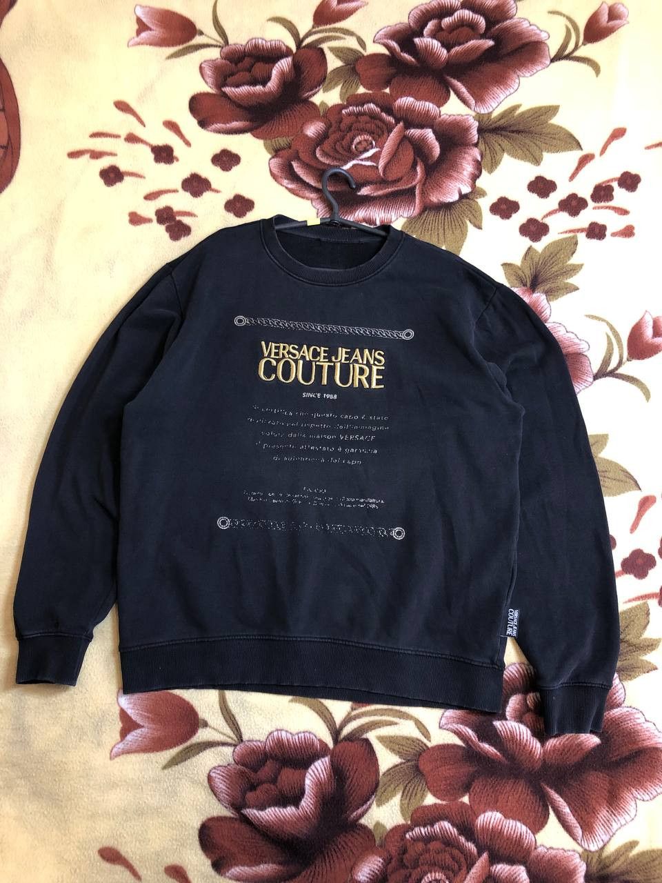 Versace Jeans Couture Versace Jeans Couture Big Logo Men's Black Crewneck Sweater Size US XL / EU 56 / 4 - 1 Thumbnail