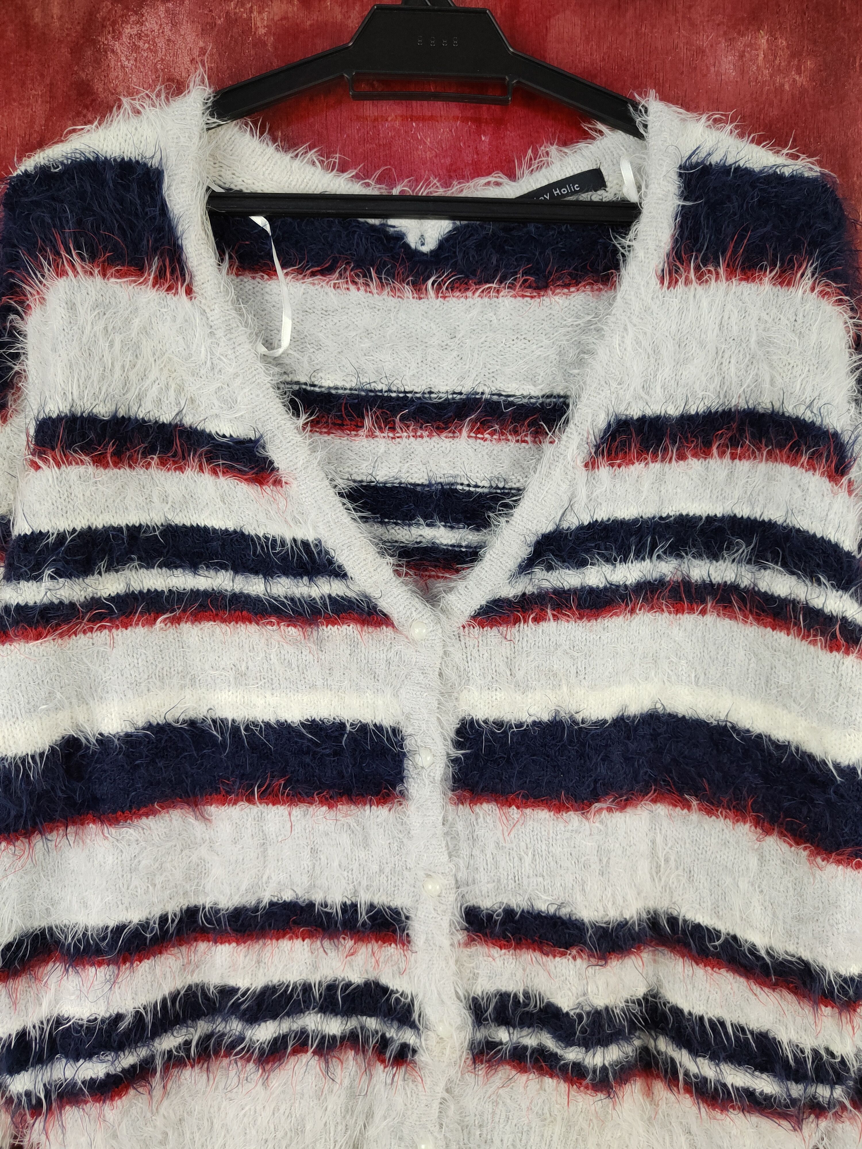 Vintage Holiday Holic Silver Fur Mohair Knitwear Cardigan #S2088 Size M / US 6-8 / IT 42-44 - 2 Thumbnail