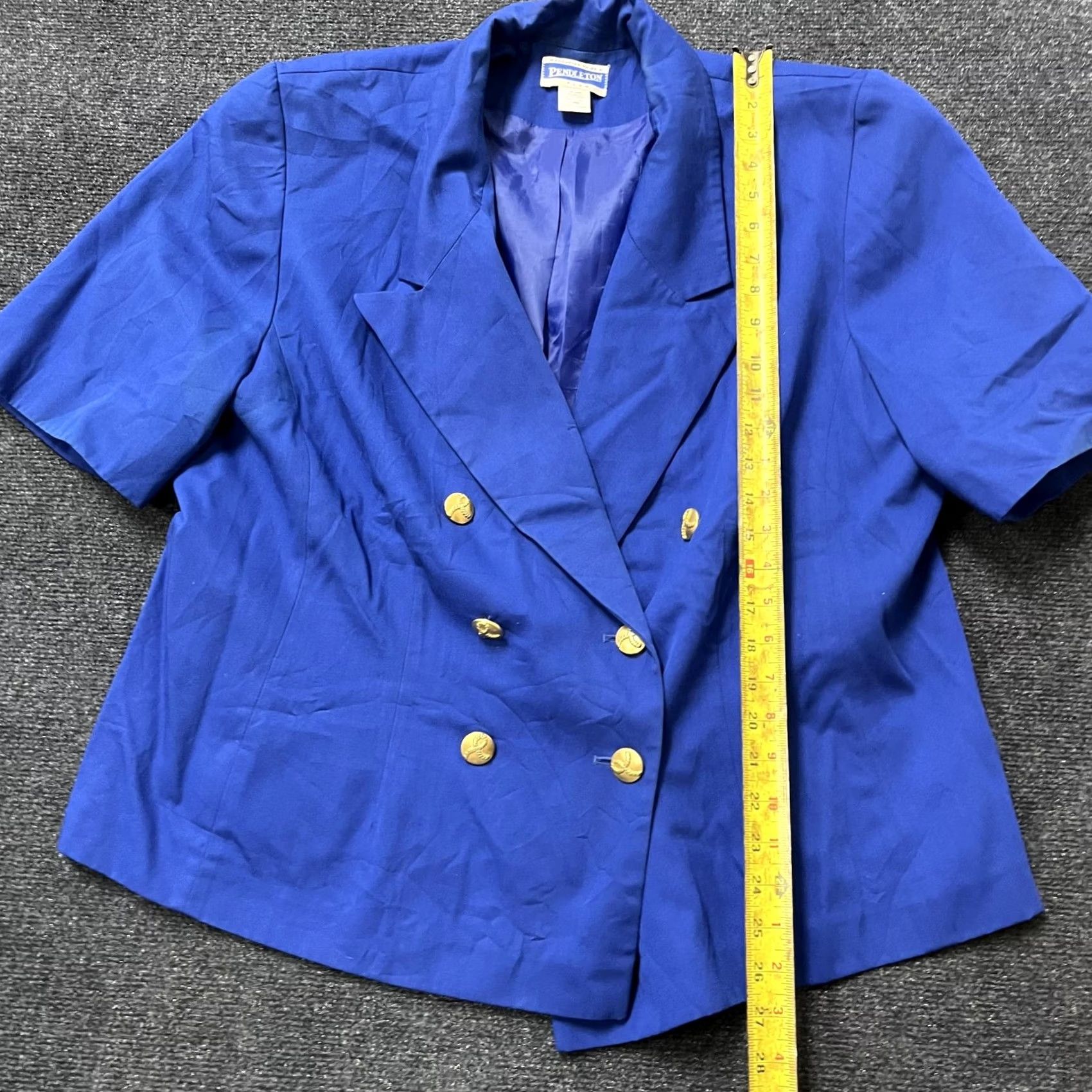 Pendleton Pendleton Blazer Womens 18W Blue Viscose Short Sleeve Double Breasted Jacket Size 40" / US 18 - 5 Thumbnail