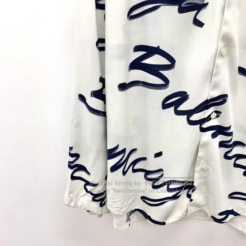 Balenciaga Balenciaga White Logo Letter Printed Collar Long Sleeve Sh Size XS / US 0-2 / IT 36-38 - 4 Thumbnail