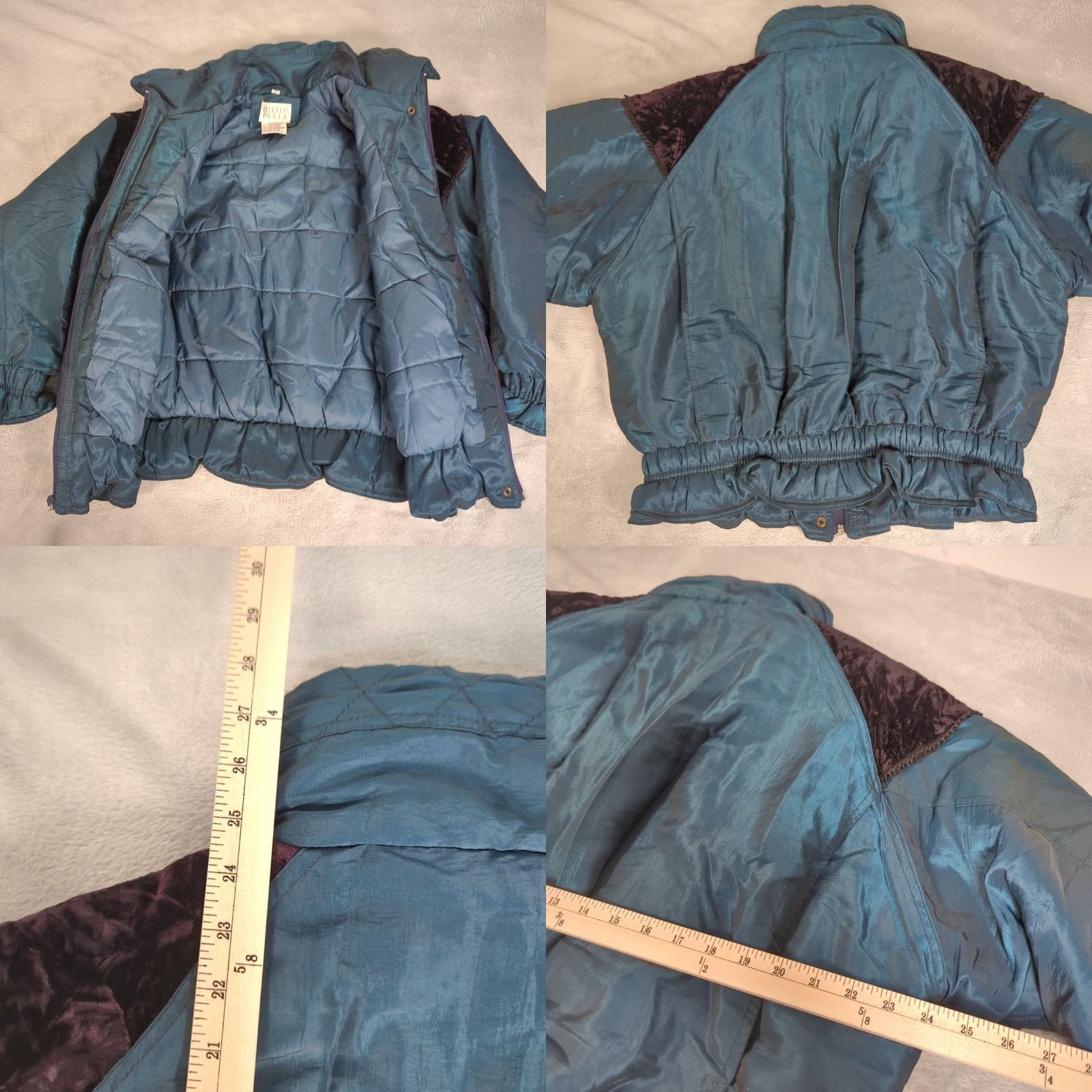 Vintage Otello Pelle Jacket Women Small Green Zip Embroidered Ruffle 90s Size S / US 4 / IT 40 - 8 Thumbnail