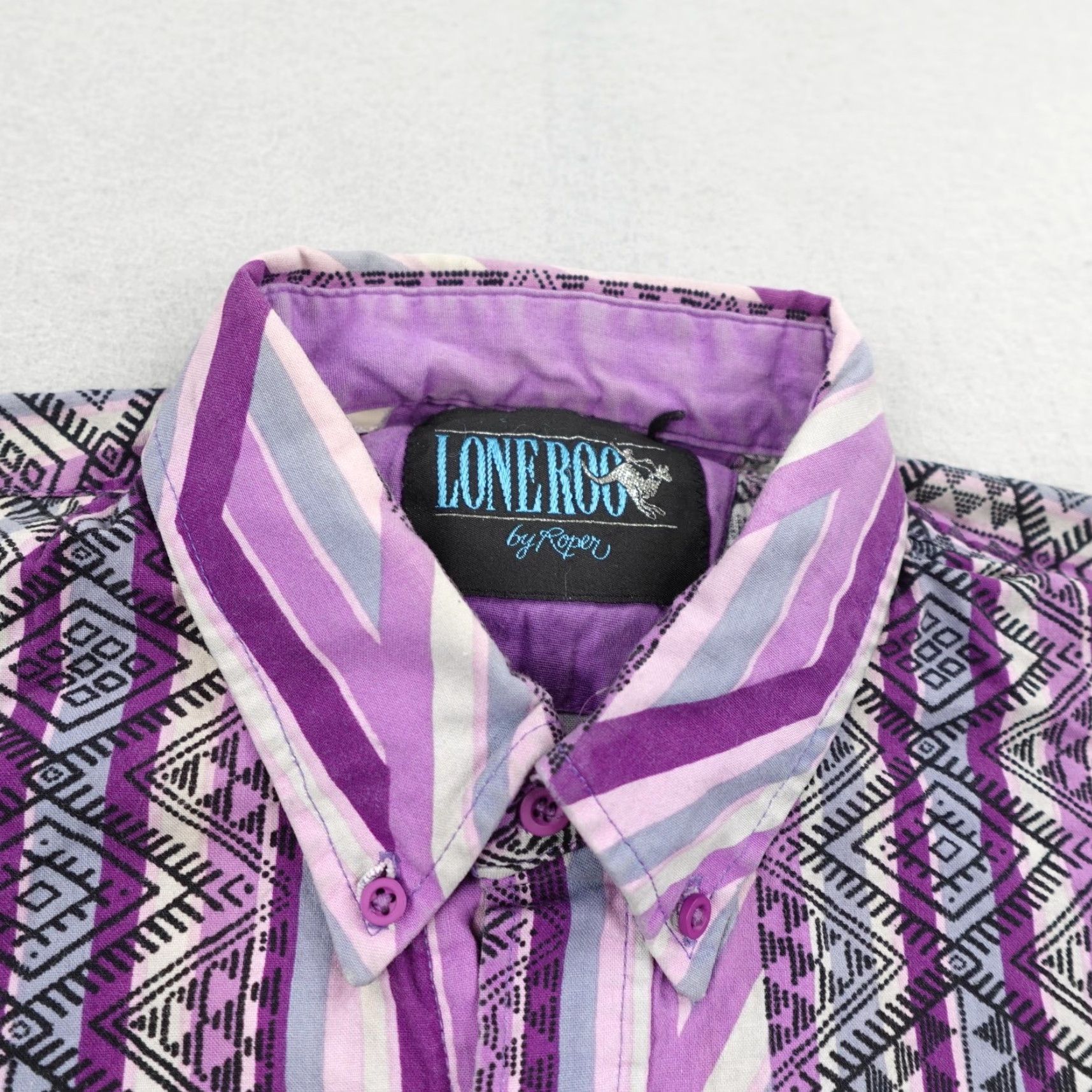 Roper VINTAGE Roper Shirt Mens XL Purple Southwestern Aztec Western Rodeo Geometric Button-Up 1970s 80s Mens Apparel Size US XL / EU 56 / 4 - 2 Thumbnail