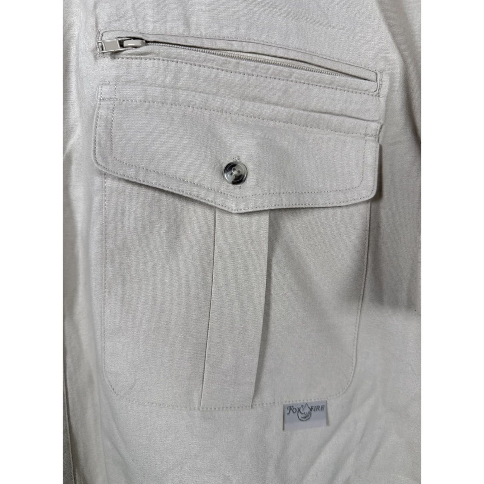Vintage FOX FIRE Safari Travel Shirt Mens XL Brown Cotton with Zip Pockets Button up Size US XL / EU 56 / 4 - 5 Thumbnail