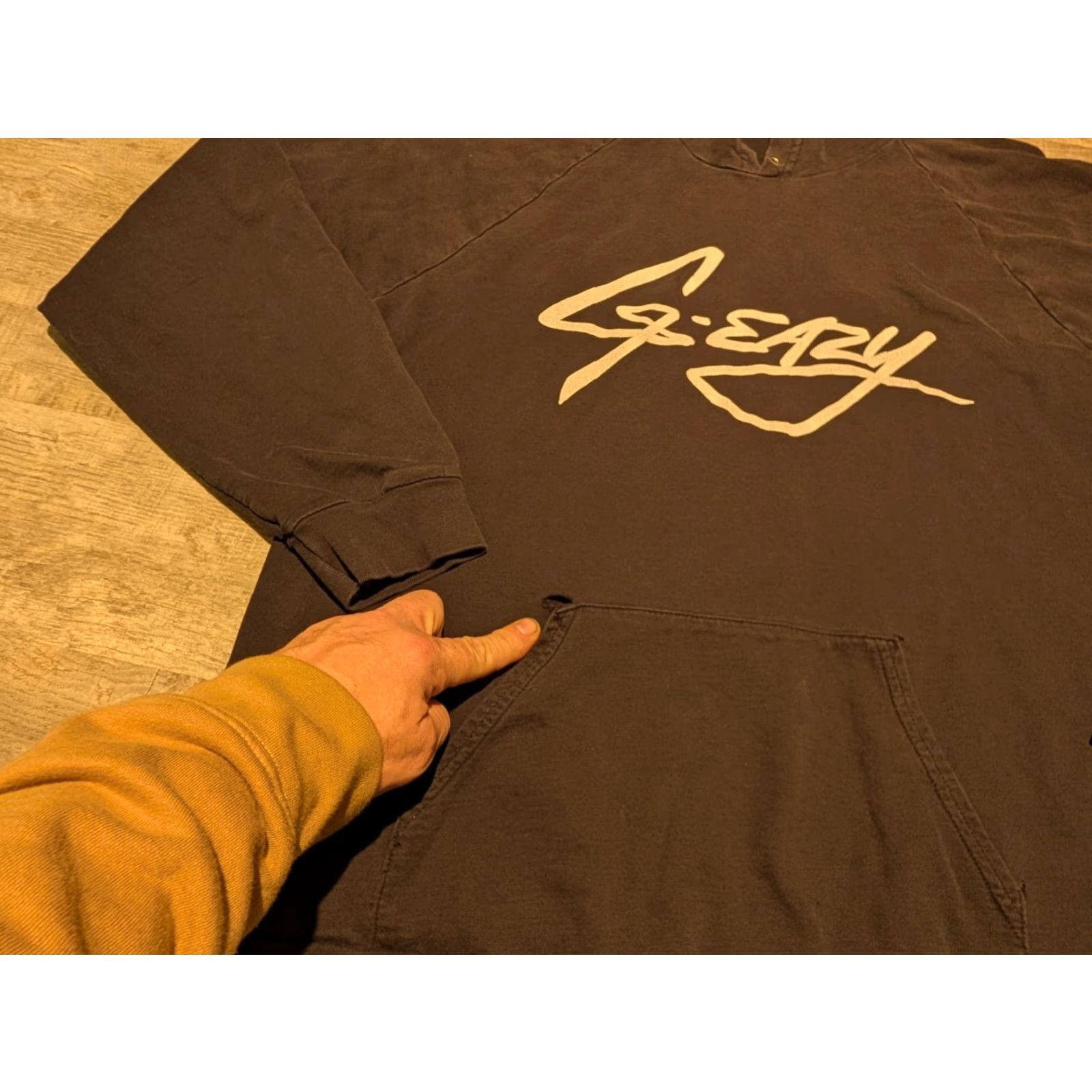 J Brand VINTAGE G-EAZY Brand HOODIE Sweatshirt Men XL Black Graphic Print Distressed Pockets Hooded Pullover Size US XL / EU 56 / 4 - 6 Thumbnail