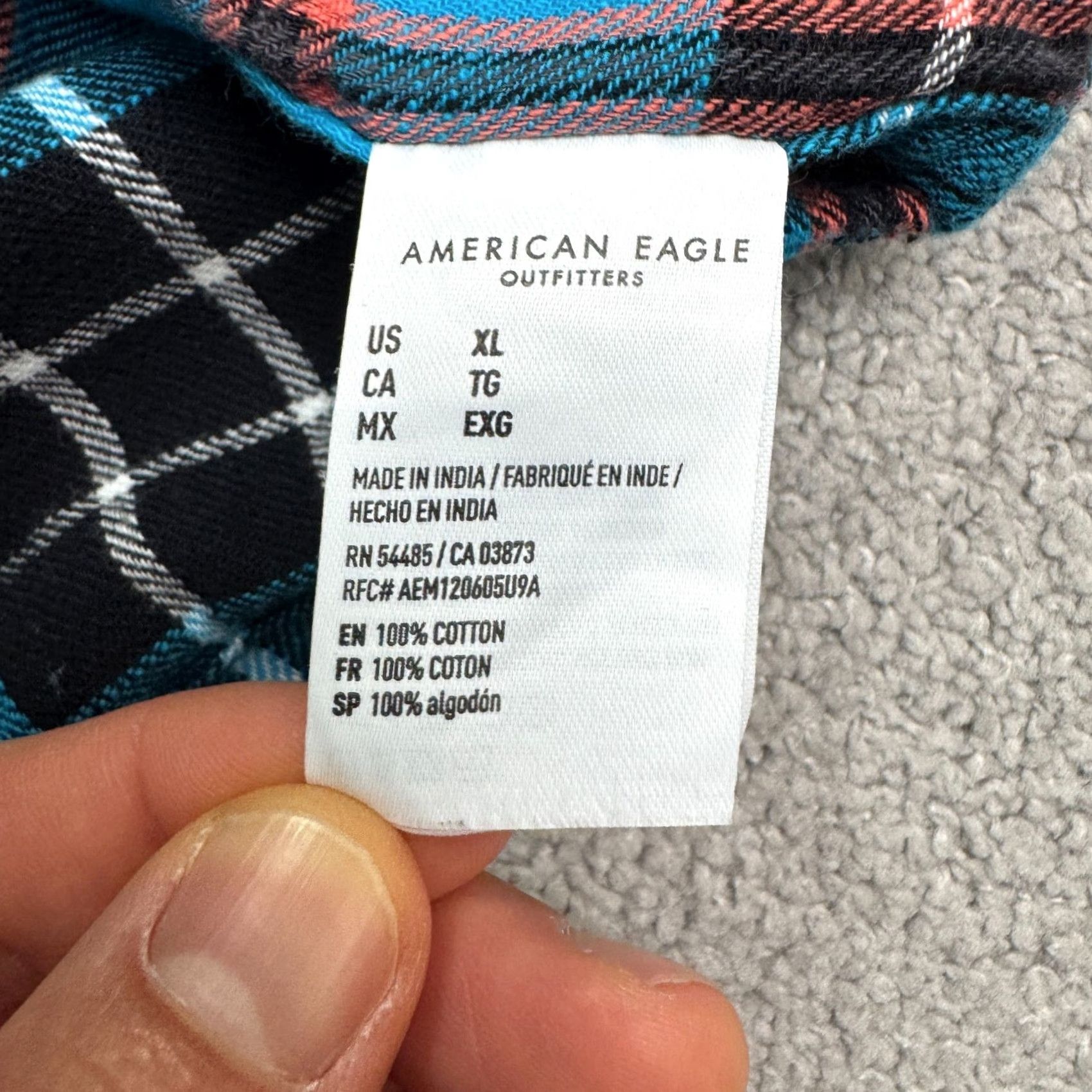 American Eagle Outfitters American Eagle Flannel Shirt Mens XL Blue Black Plaid Long Sleeve Button-Up Cotton Casual Size US XL / EU 56 / 4 - 6 Thumbnail