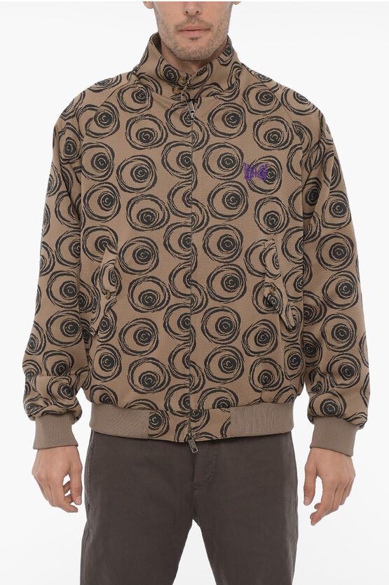 image of Baracuta Needles Jacquard Fabric Bomber Jacket With Zip Closure in Beige, Men's (Size XS)