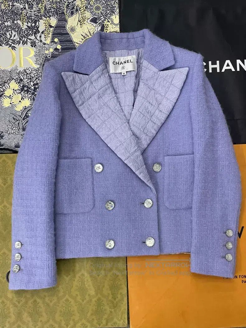 Chanel Chanel Taro purple lapel double-breasted jacket Size XS / US 0-2 / IT 36-38 - 1 Thumbnail